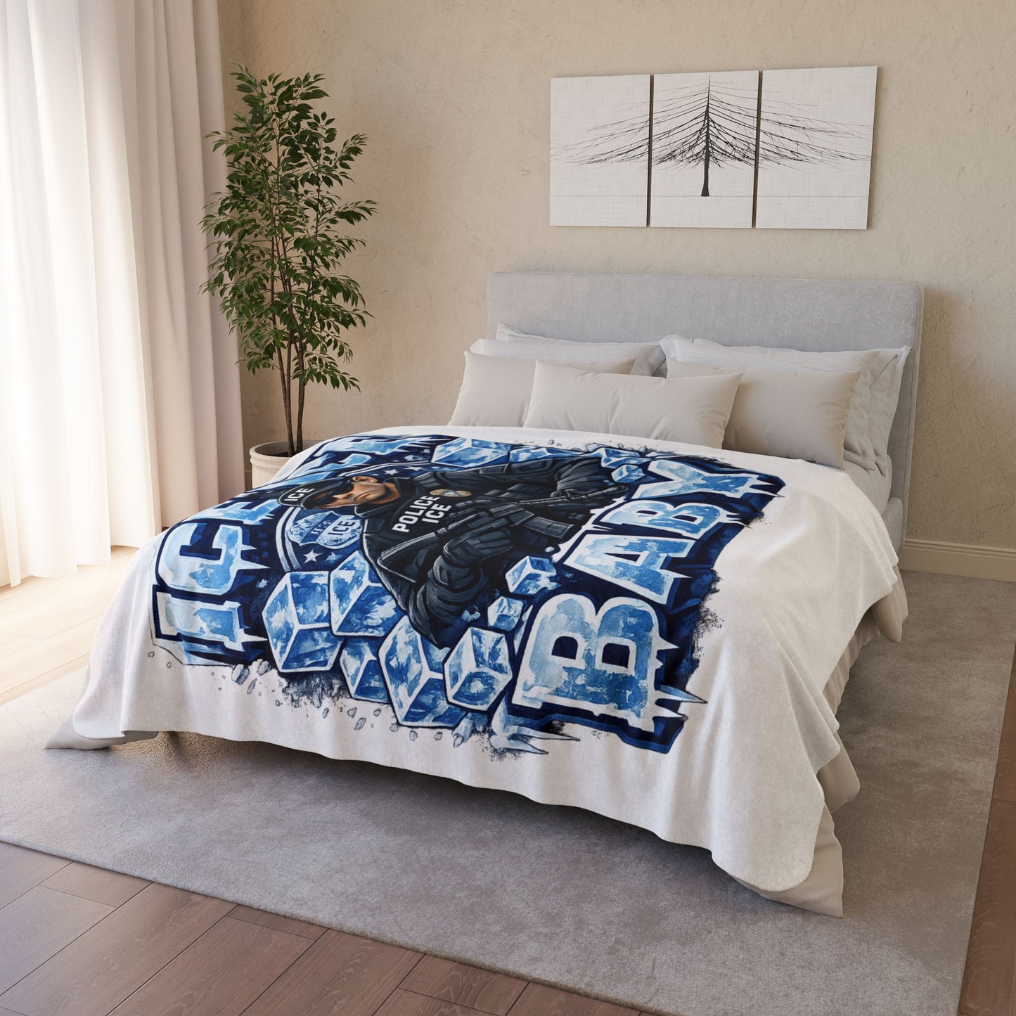 Ice Ice Baby ICE Agent Fleece Sherpa Blanket