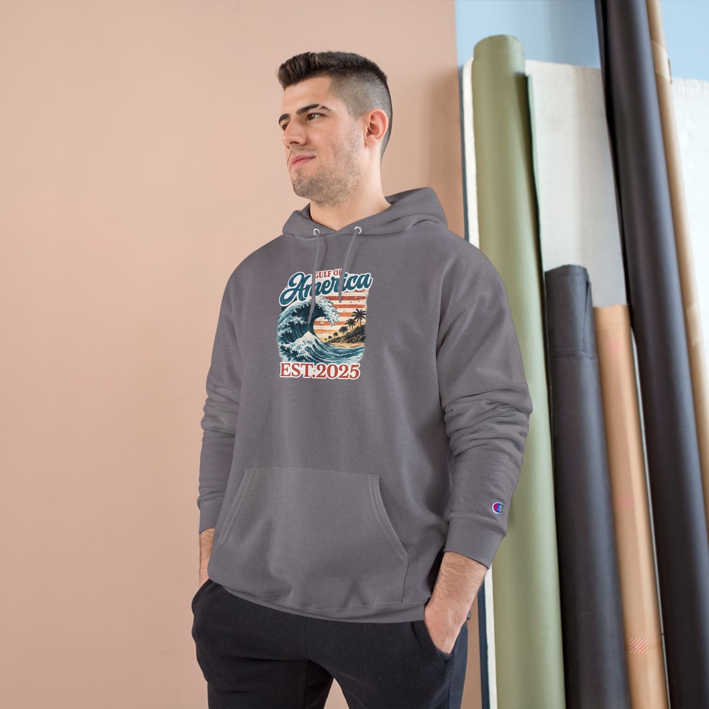 Gulf of America Est. 2025 Waves Champion Brand Hoodie
