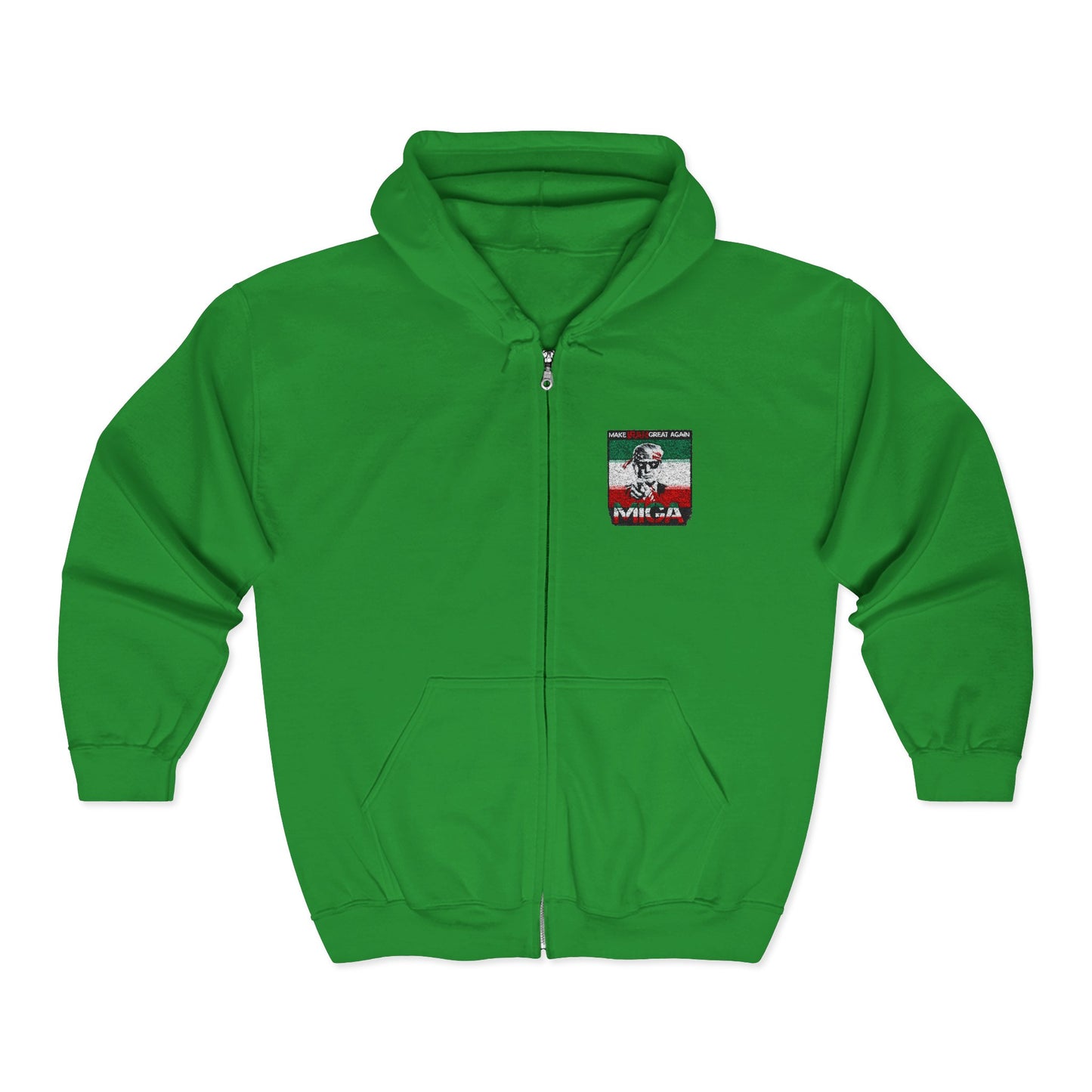 "Make Iran Great Again (MIGA)" Trump Gildan  18600 Brand Zip Up Hoodie