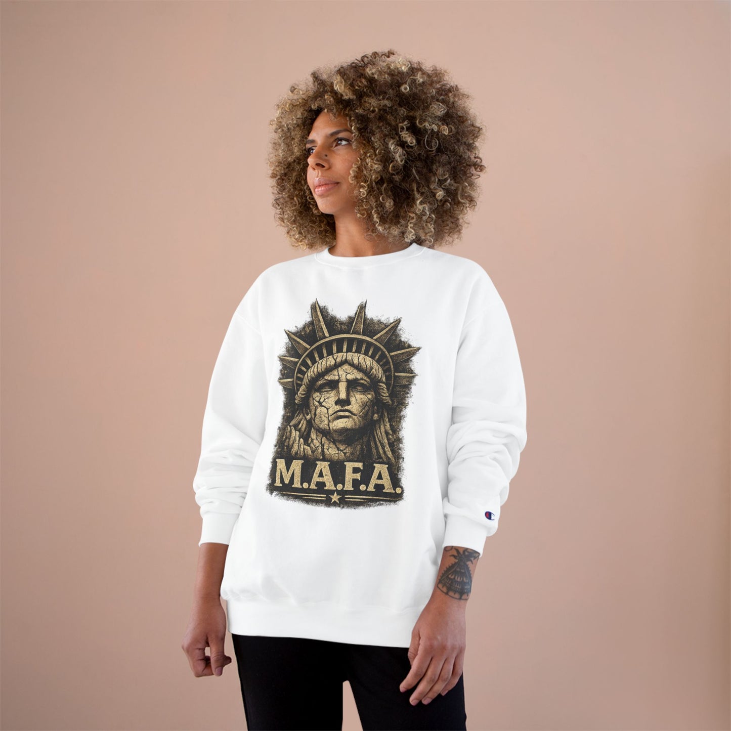 M.A.F.A. "Statue Of Liberty" "Sovereignty Security Prosperity " Champion Brand Crewneck Sweatshirt