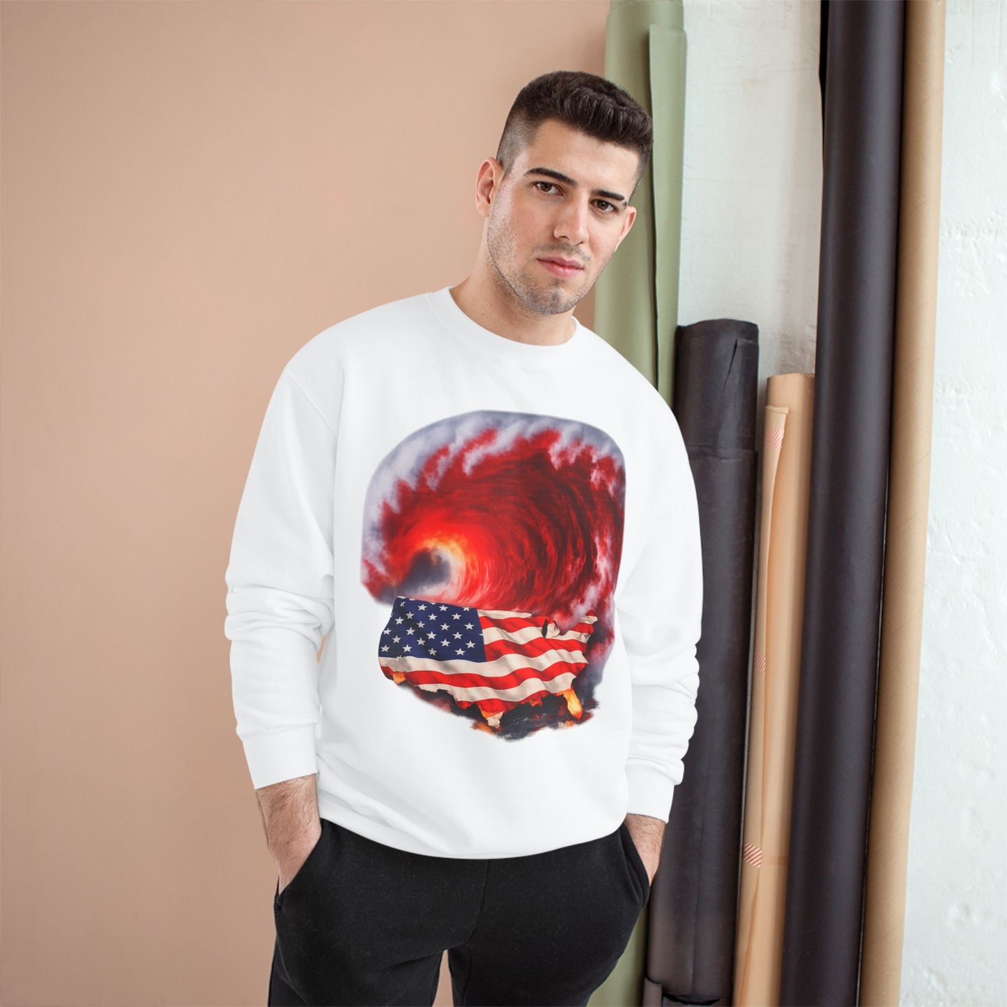 Red Wave USA Champion Brand Crewneck Sweatshirt