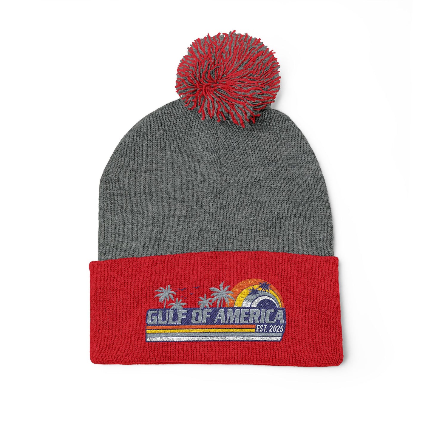 Gulf of America Vintage Embroidered Pom-Pom Knit Beanie