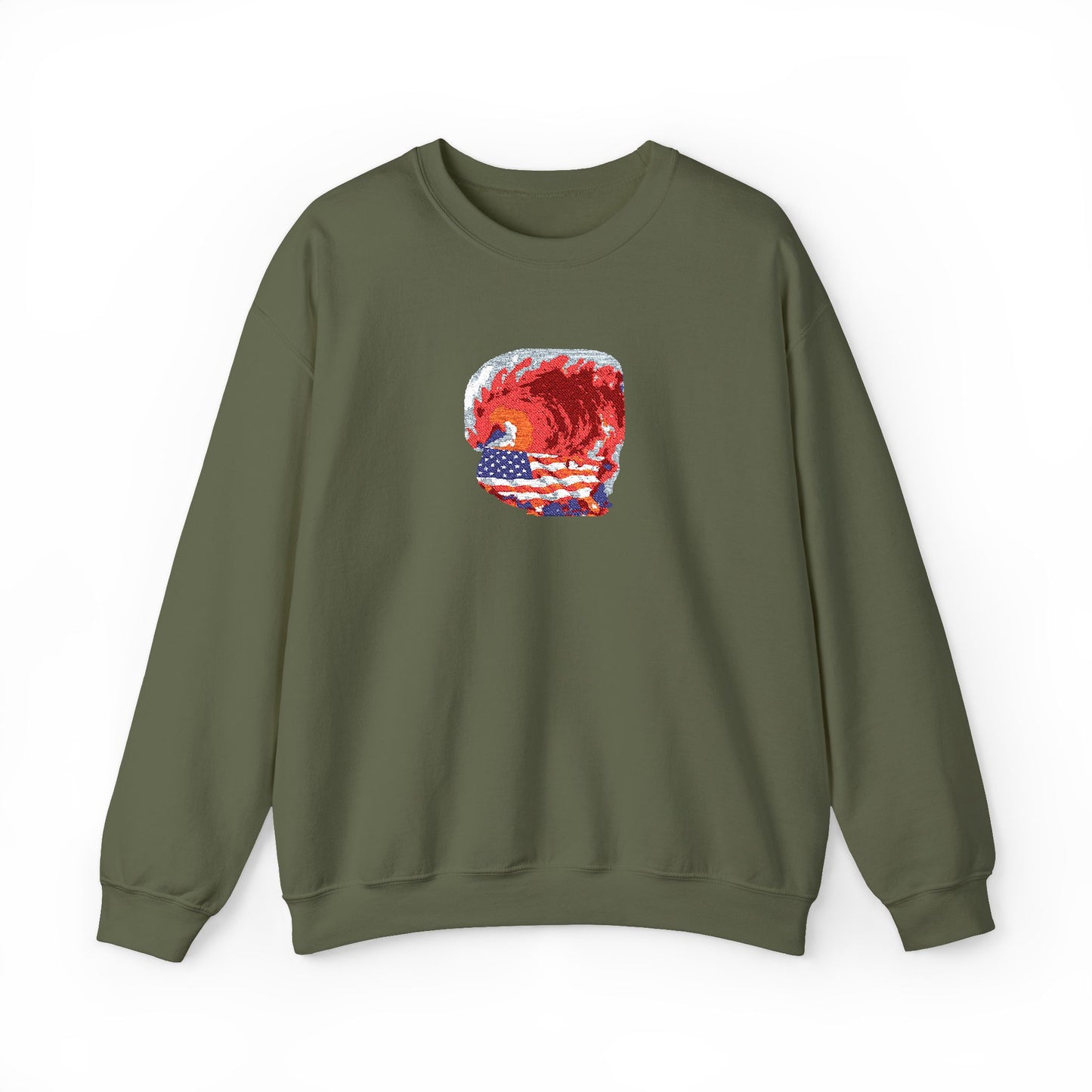 Red Wave USA Comfort Color Brand Embroidered Crewneck Sweatshirt