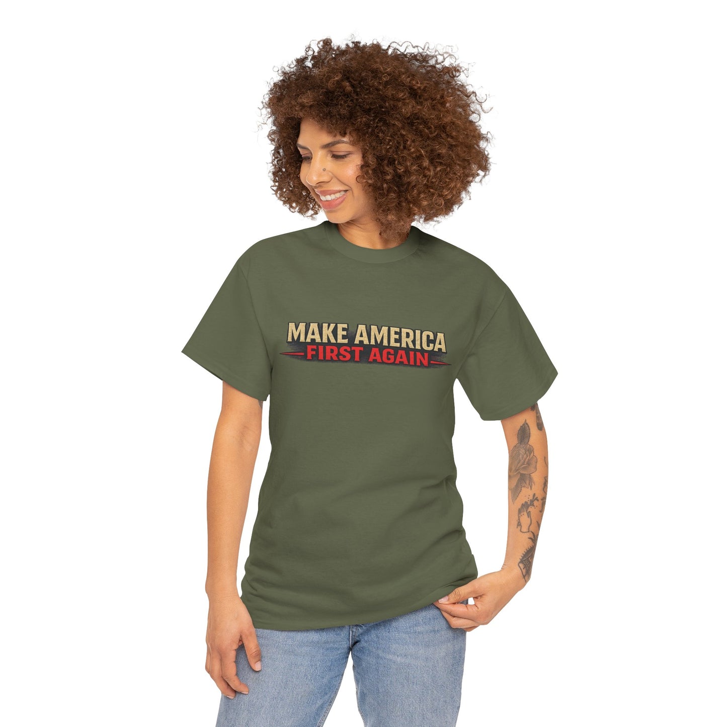 "Make America First Again" America First Is Not A Slogan - It's A Standard Gildan Brand T-Shirt