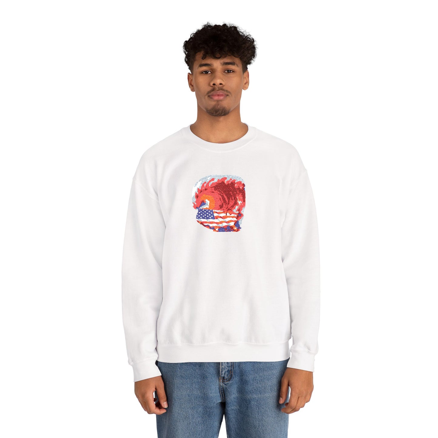 Red Wave USA Comfort Color Brand Embroidered Crewneck Sweatshirt