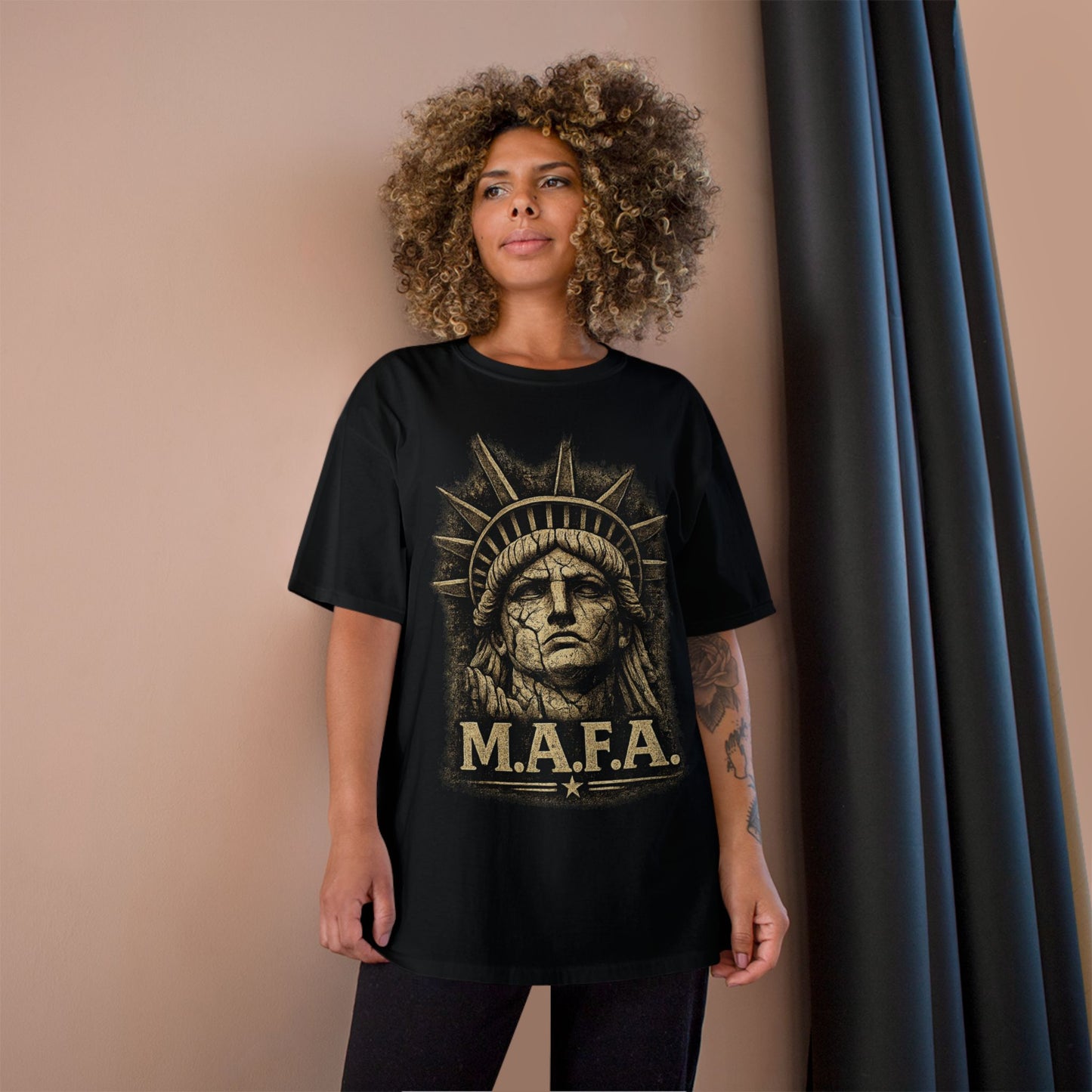 M.A.F.A. "Statue Of Liberty" "Sovereignty Security Prosperity " Champion Brand T-Shirt