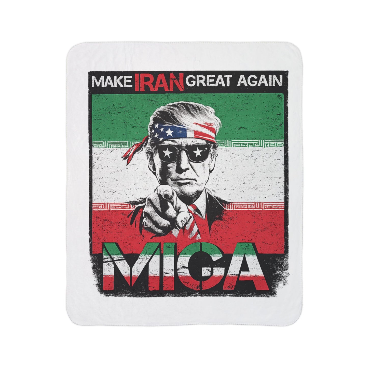 "Make Iran Great Again (MIGA)" Trump Fleece Sherpa Blanket