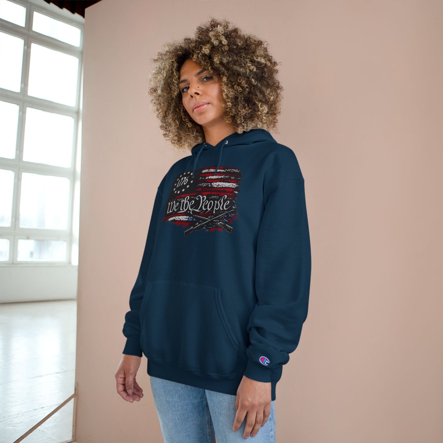 We the People 1776 Flag Champion Brand Hoodie