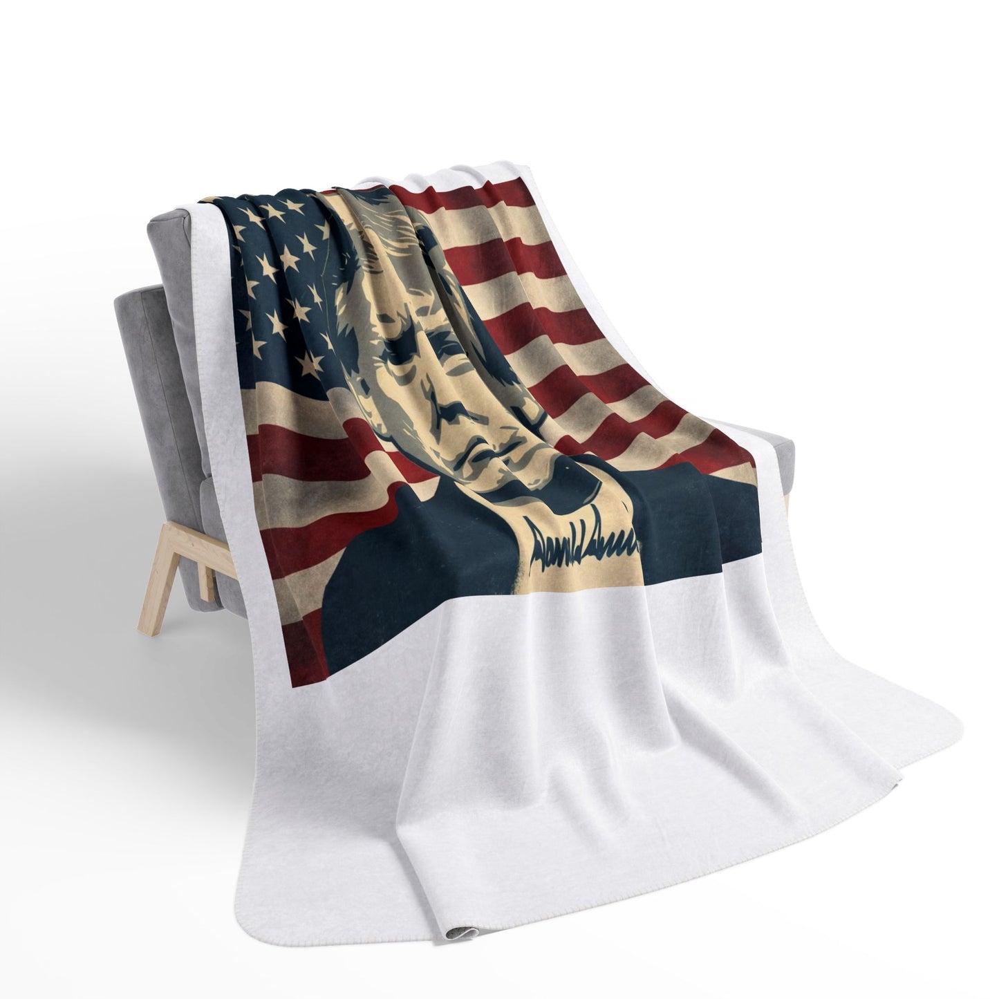 President Trump American Flag Signature Sherpa Blanket