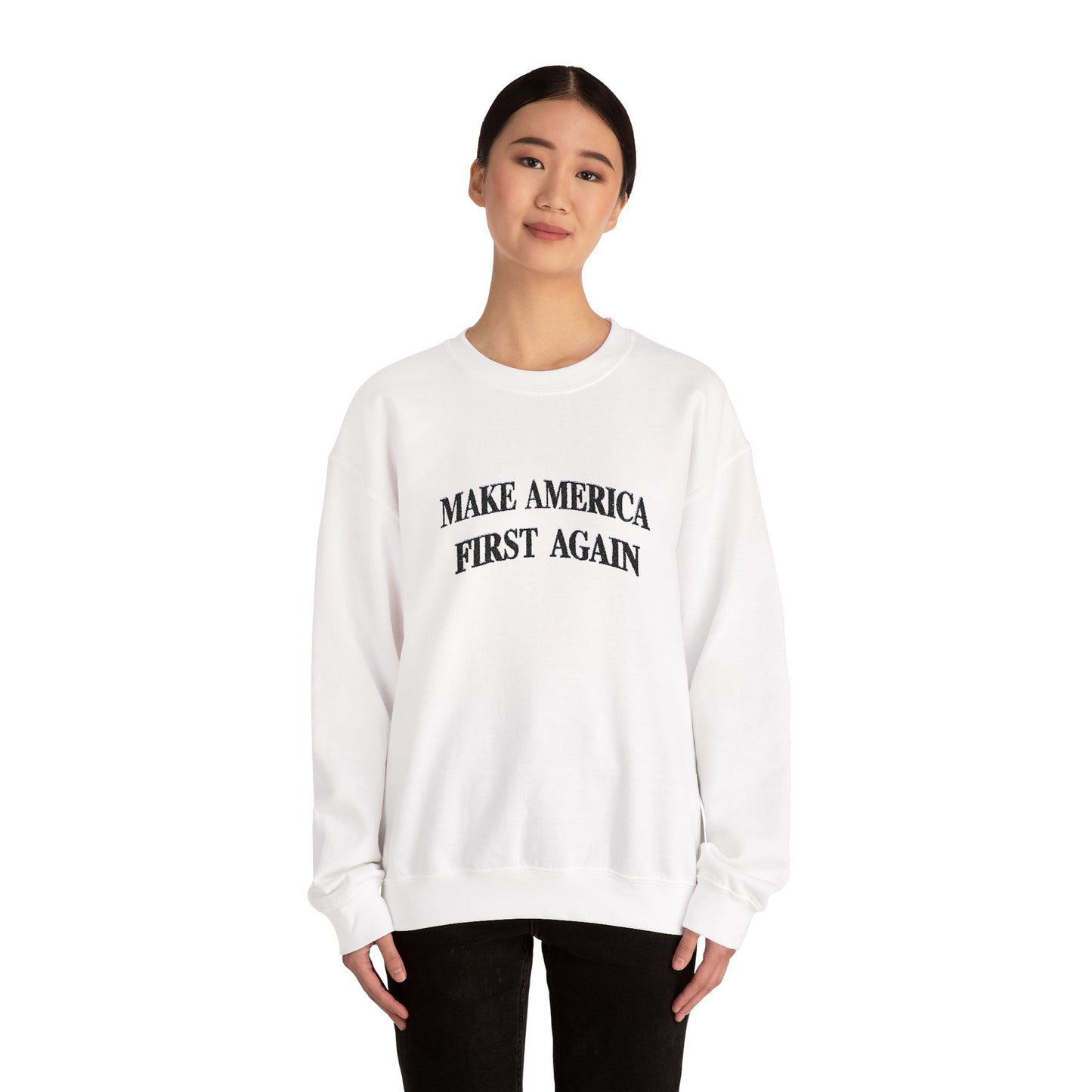 Black "Make America First Again" Crewneck Sweatshirt