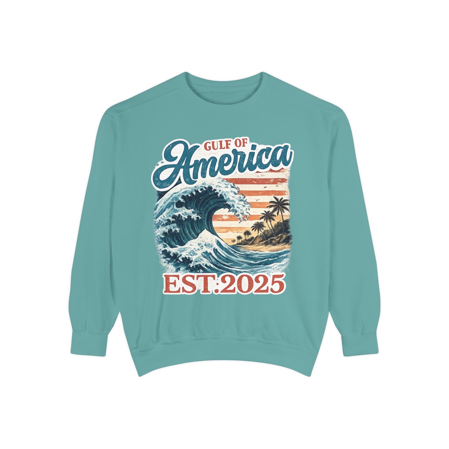 Gulf of America Est. 2025 Waves Comfort Color Brand Crewneck Sweatshirt