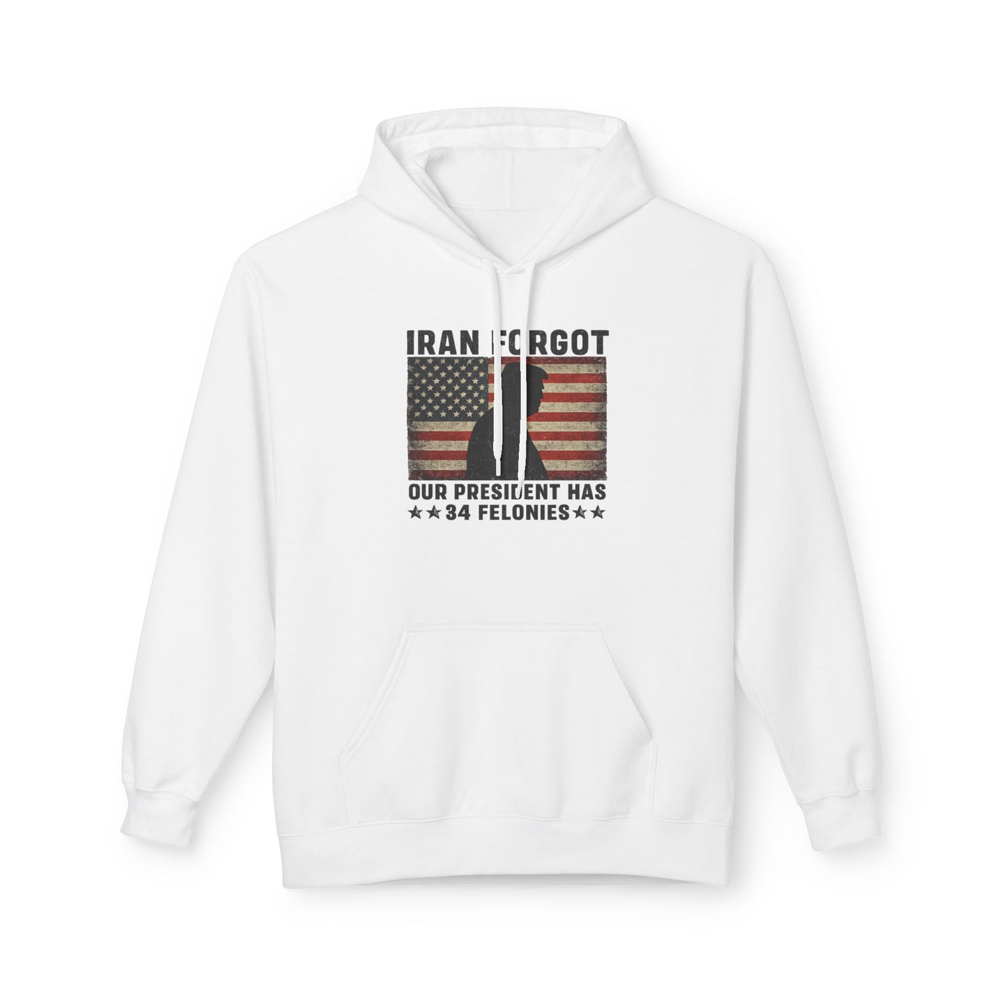 "Iran Forgot, Our President Has 34 Felonies" President Trump Gildan Brand Hoodie
