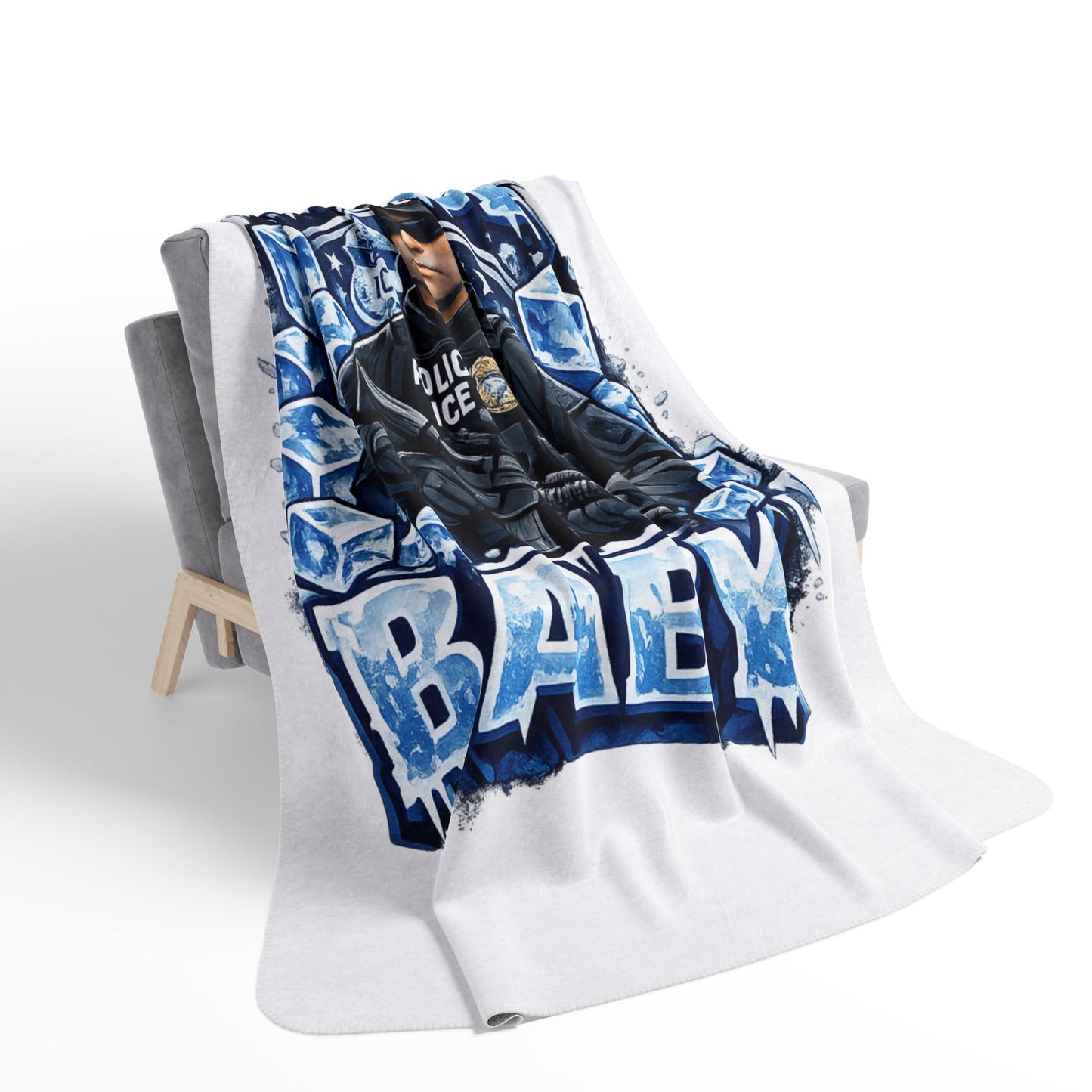 Ice Ice Baby ICE Agent Fleece Sherpa Blanket