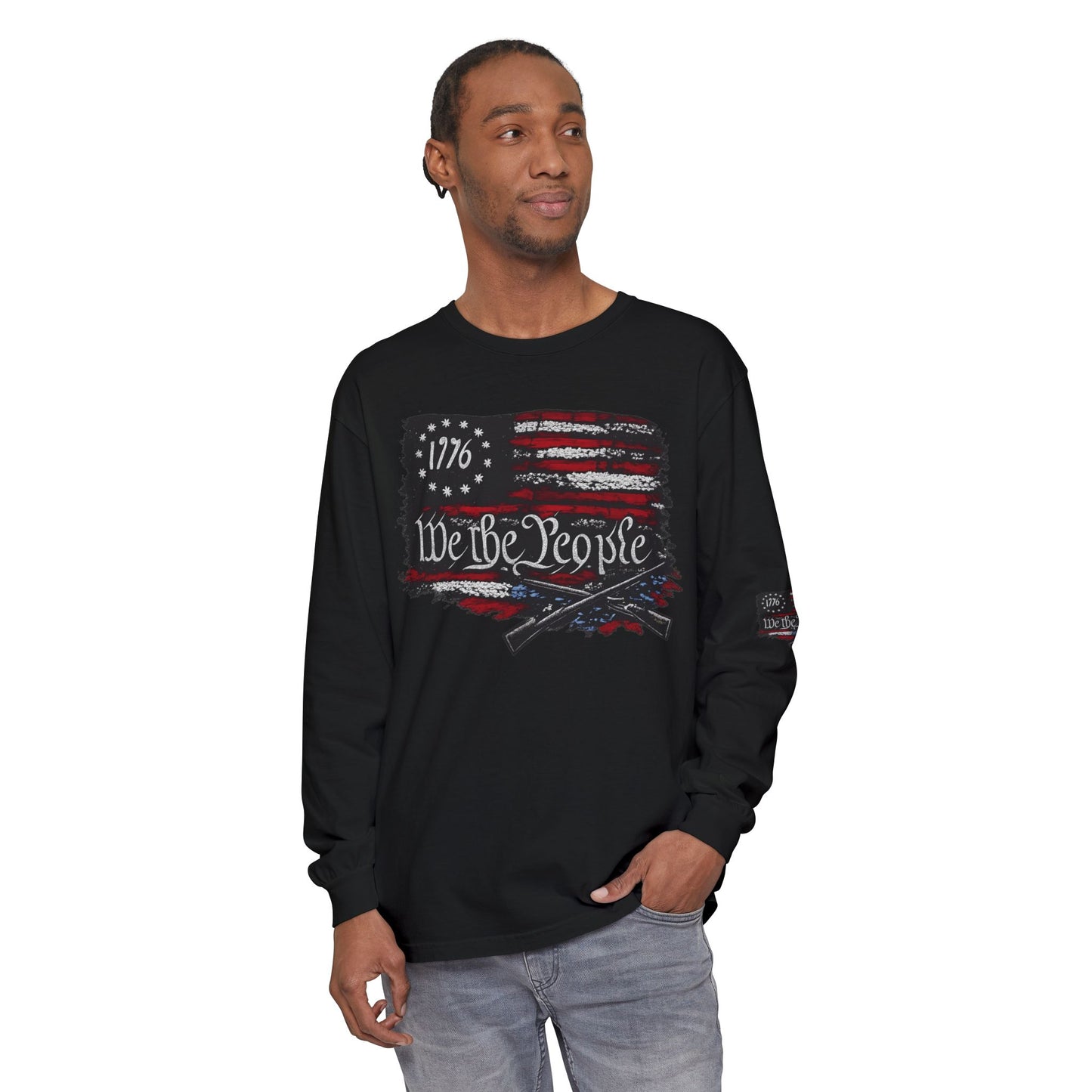 We the People 1776 Flag Comfort Color Brand Long Sleeve