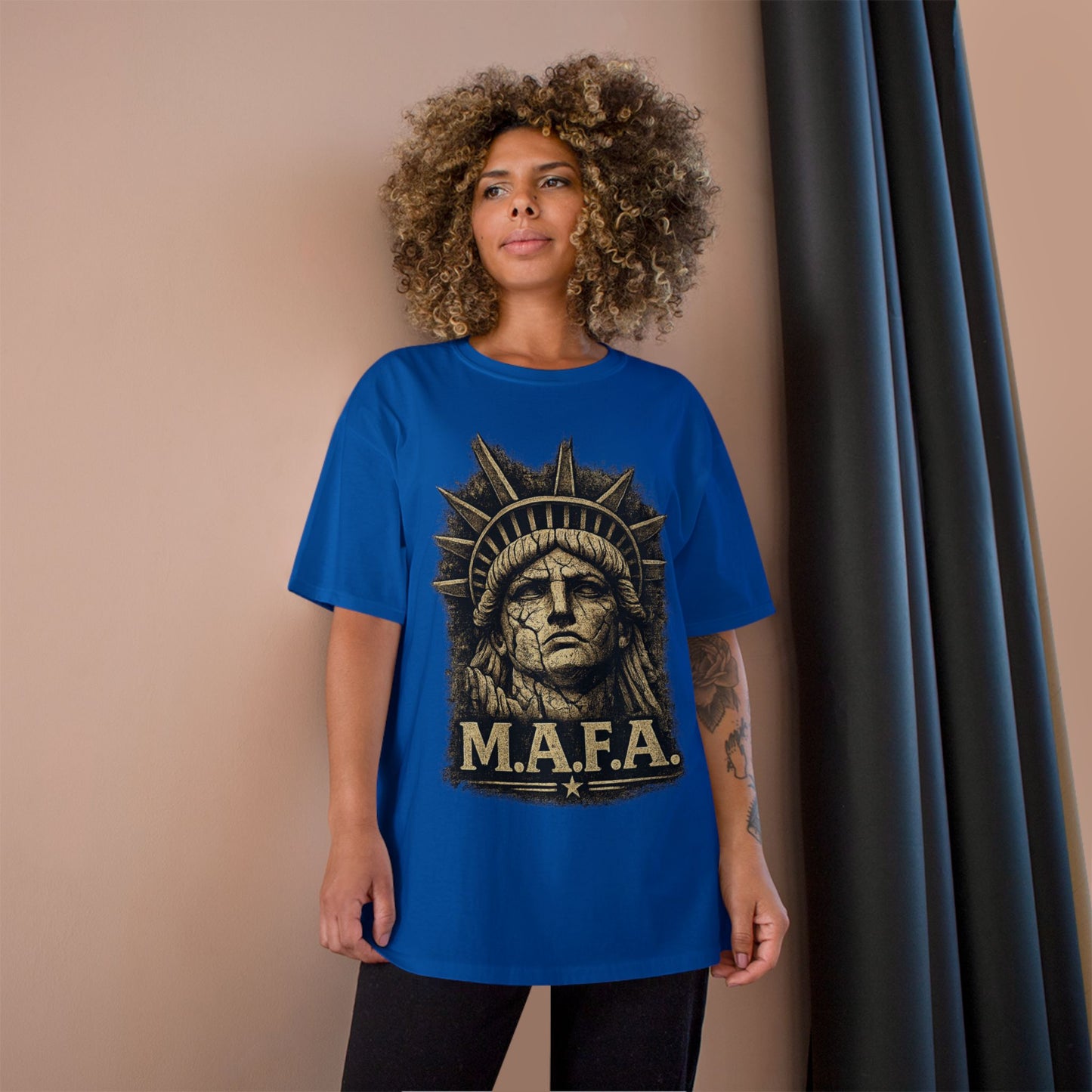 M.A.F.A. "Statue Of Liberty" "Sovereignty Security Prosperity " Champion Brand T-Shirt