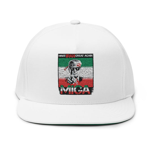"Make Iran Great Again (MIGA)" Trump Embroidered Flat Bill Hat