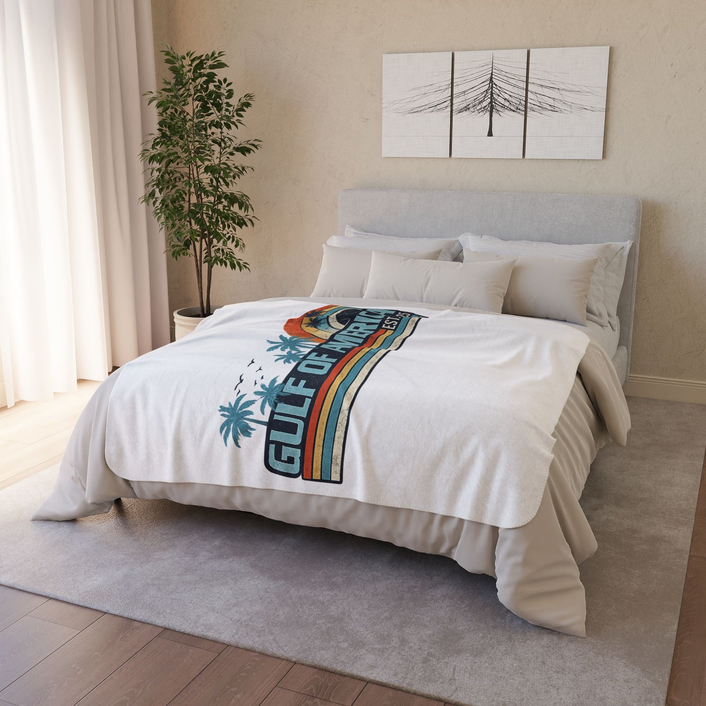 Gulf of America Vintage Fleece Sherpa Blanket