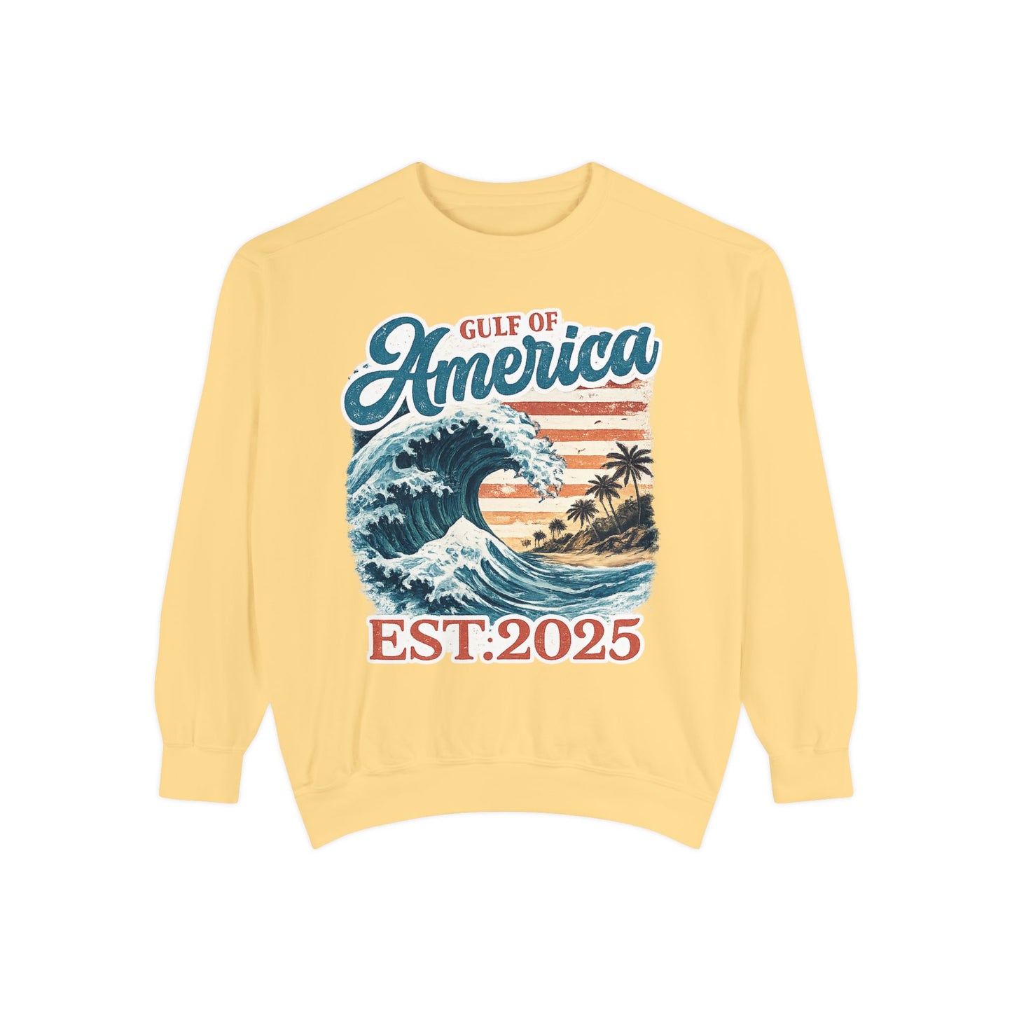 Gulf of America Est. 2025 Waves Comfort Color Brand Crewneck Sweatshirt