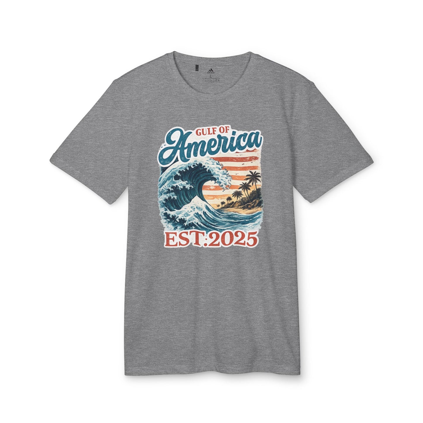 Gulf of America Est. 2025 Waves Adidas Brand T-Shirt