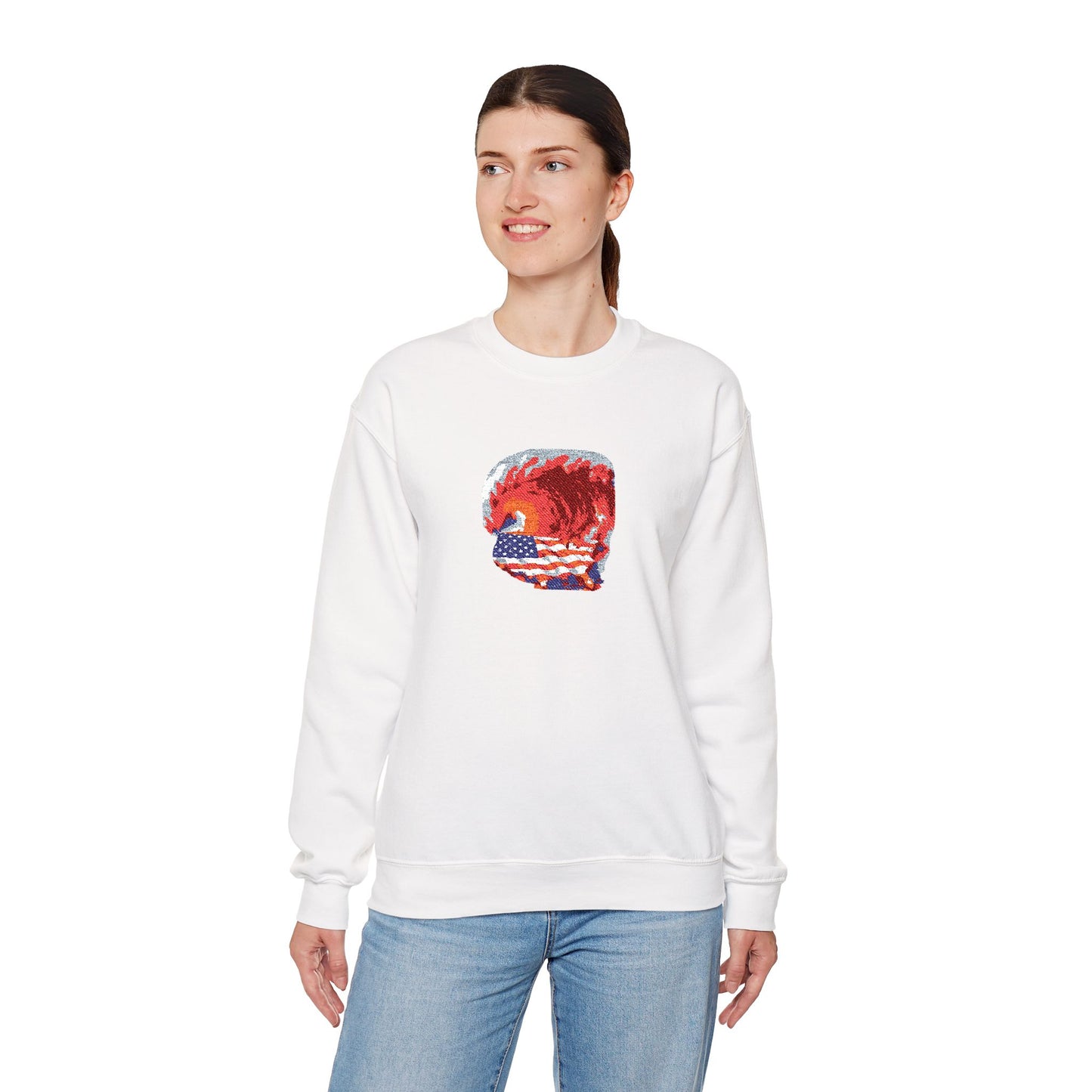 Red Wave USA Comfort Color Brand Embroidered Crewneck Sweatshirt