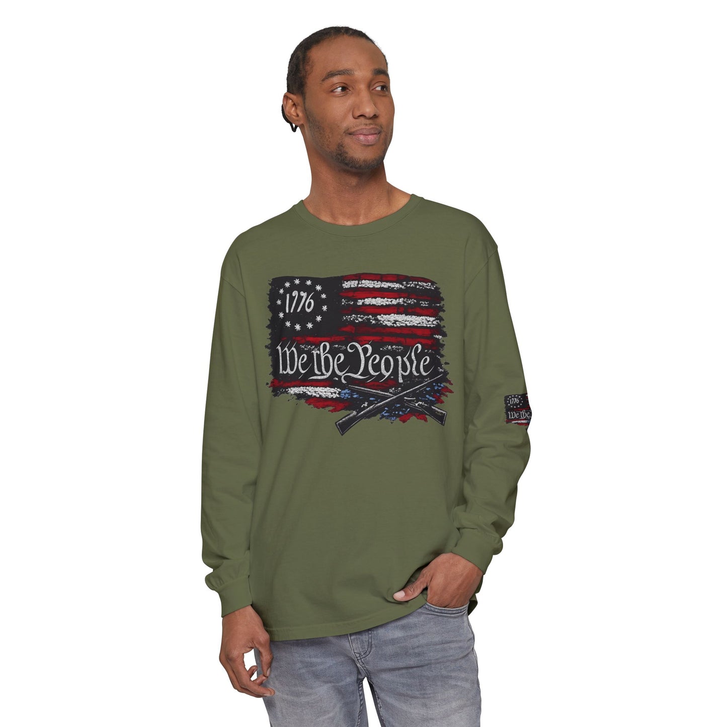 We the People 1776 Flag Comfort Color Brand Long Sleeve