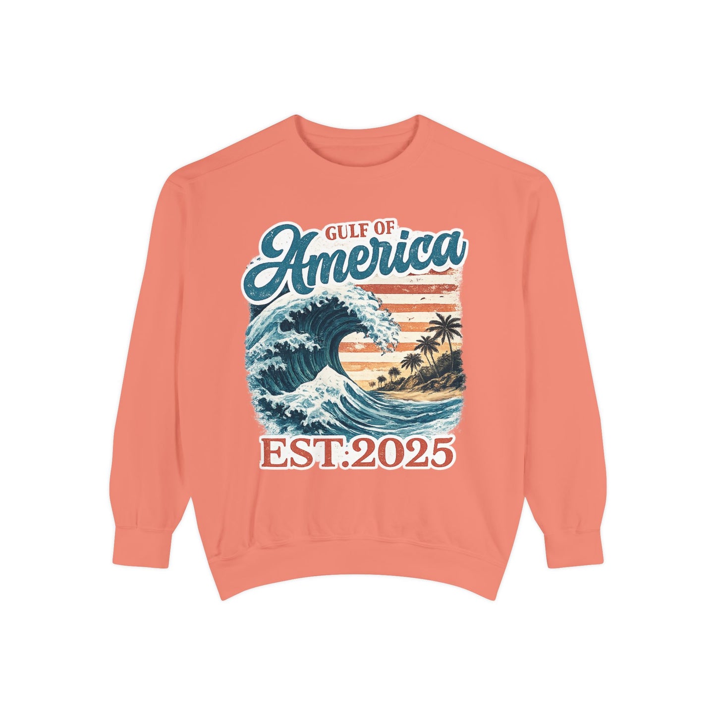 Gulf of America Est. 2025 Waves Comfort Color Brand Crewneck Sweatshirt