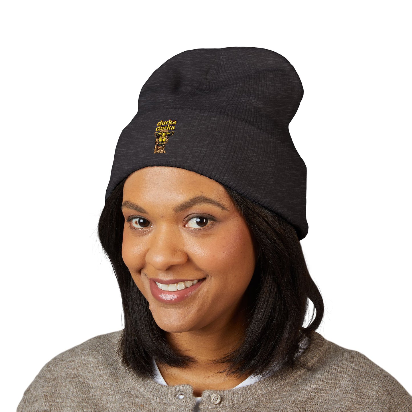 "Durka Durka" Camel Cuffed Beanie