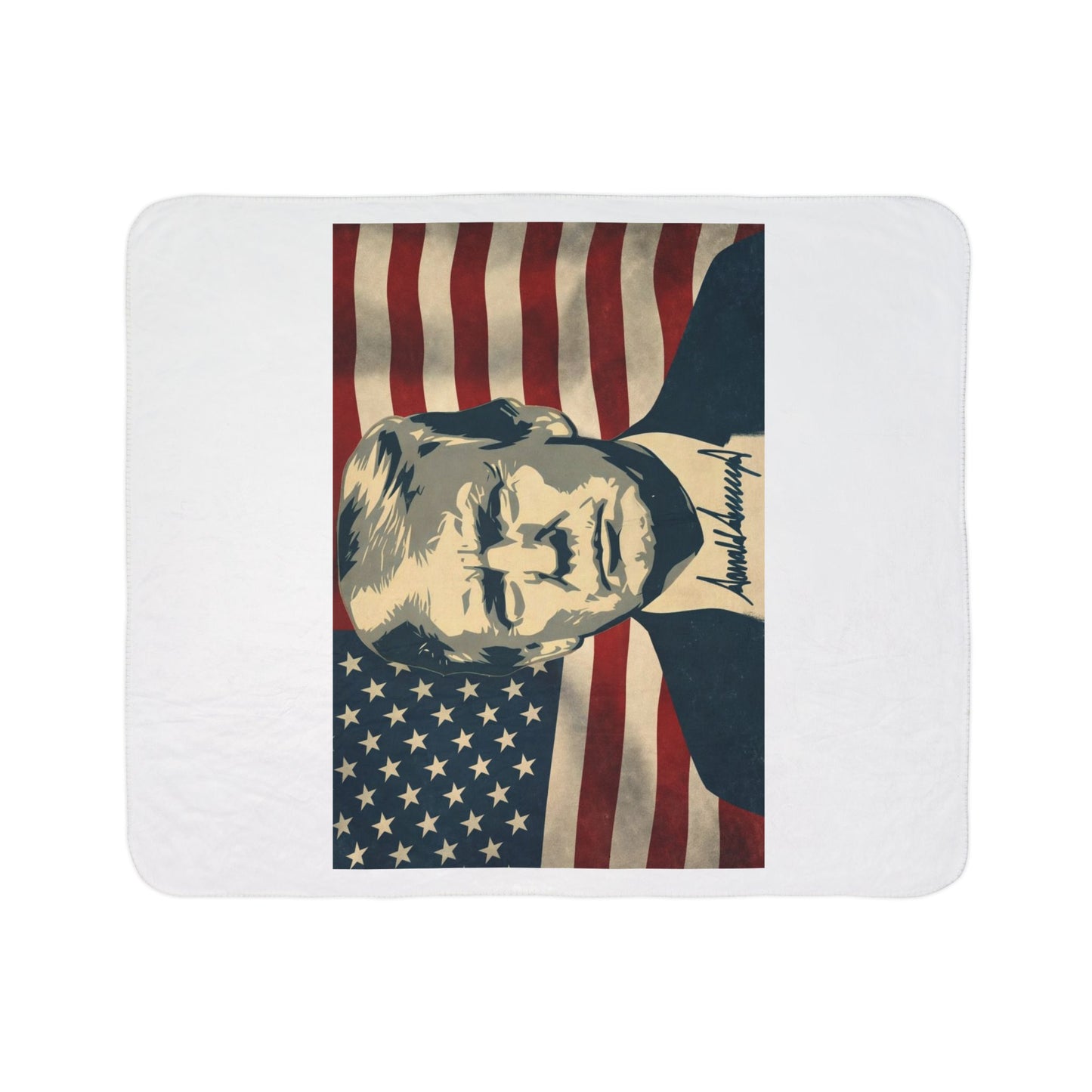 President Trump American Flag Signature Sherpa Blanket