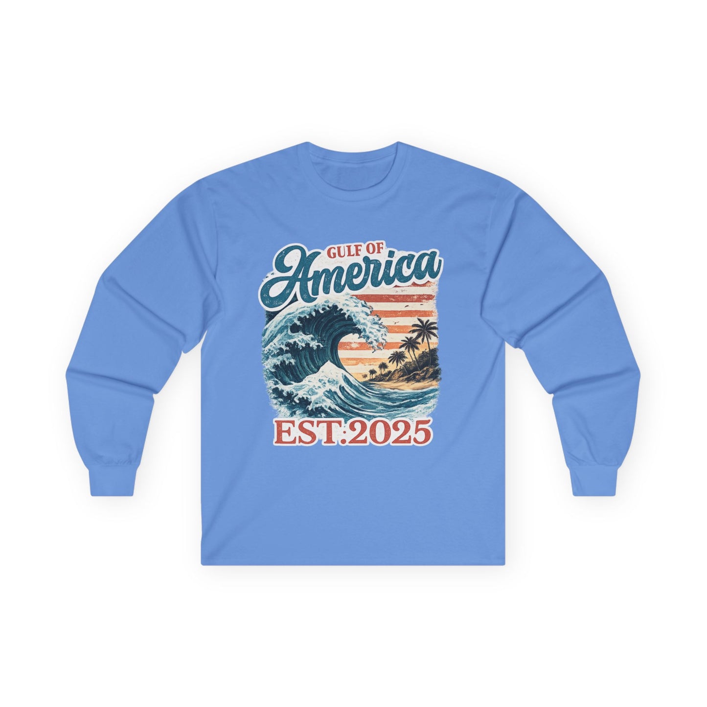 Gulf of America Est. 2025 Waves Gildan Brand Long Sleeve T-Shirt