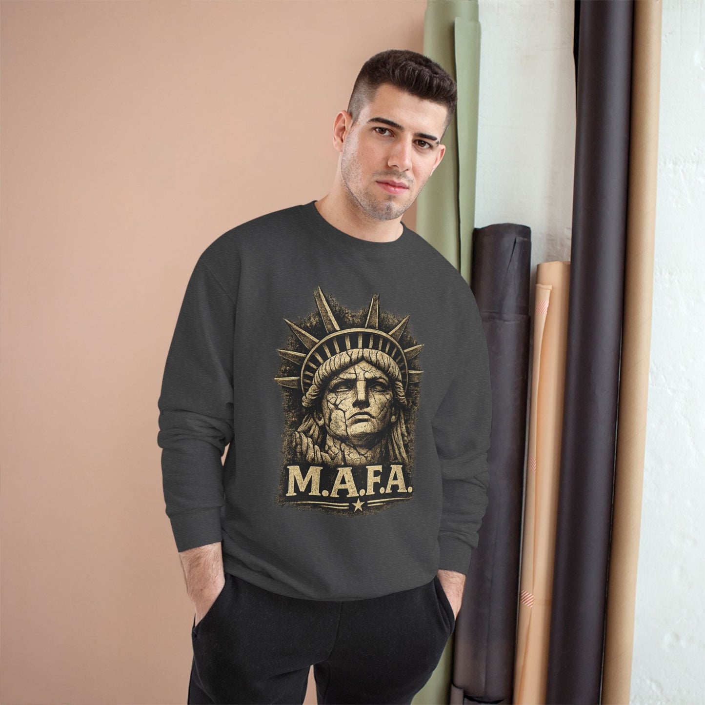 M.A.F.A. "Statue Of Liberty" "Sovereignty Security Prosperity " Champion Brand Crewneck Sweatshirt