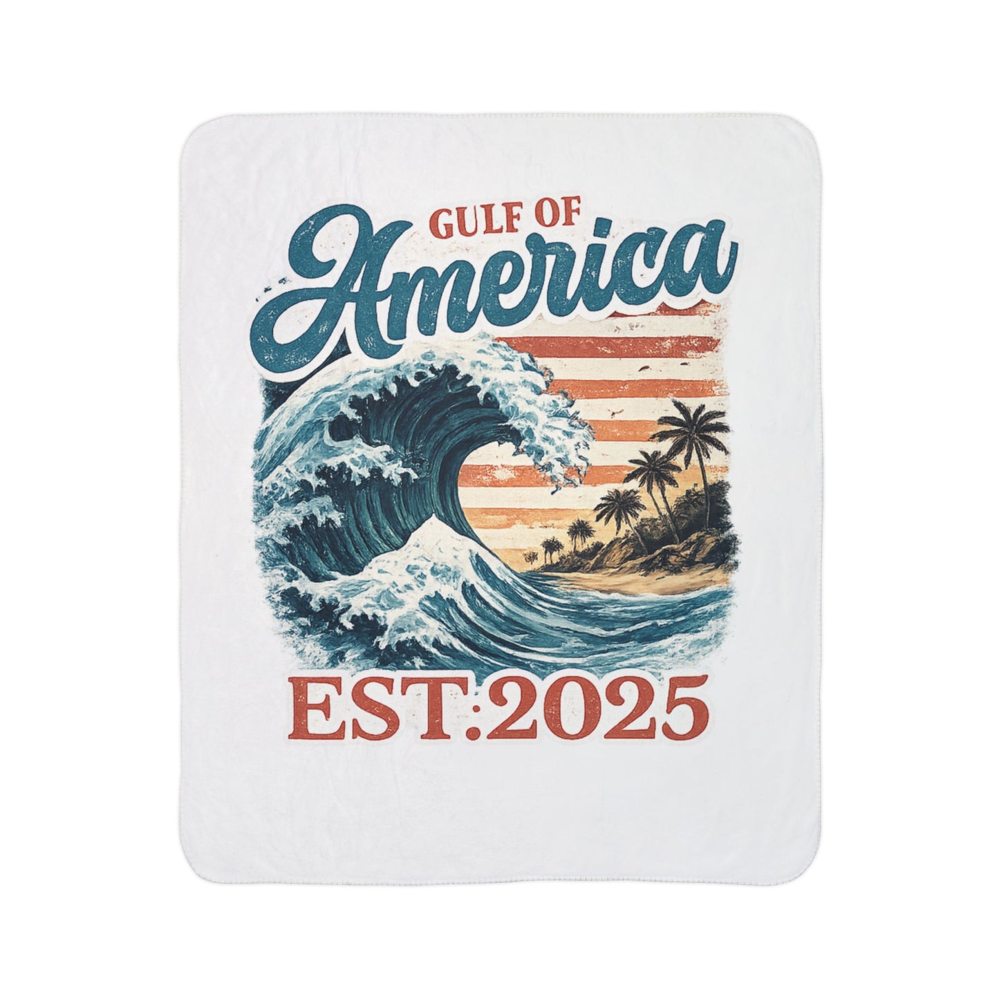 Gulf of America EST. 2025 Waves Fleece Sherpa Blanket