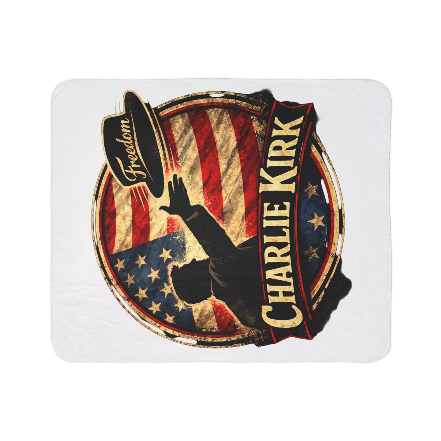 Charlie Kirk Freedom Hat Fleece Sherpa Blanket