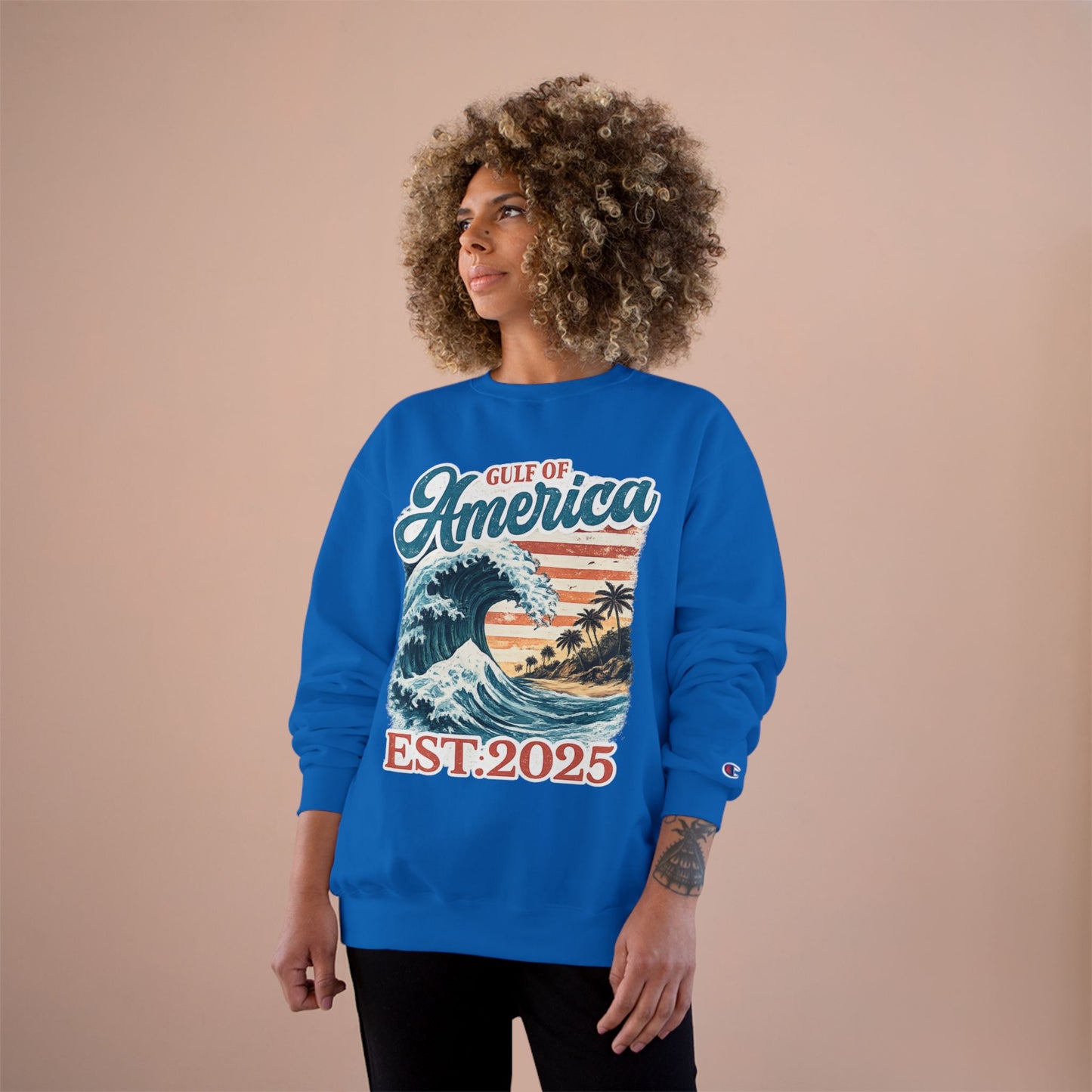 Gulf of America Est. 2025 Waves Champion Brand Hoodie
