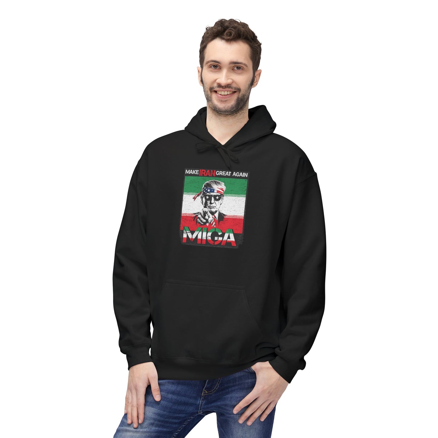 "Make Iran Great Again (MIGA)" Trump Gildan Brand Hoodie