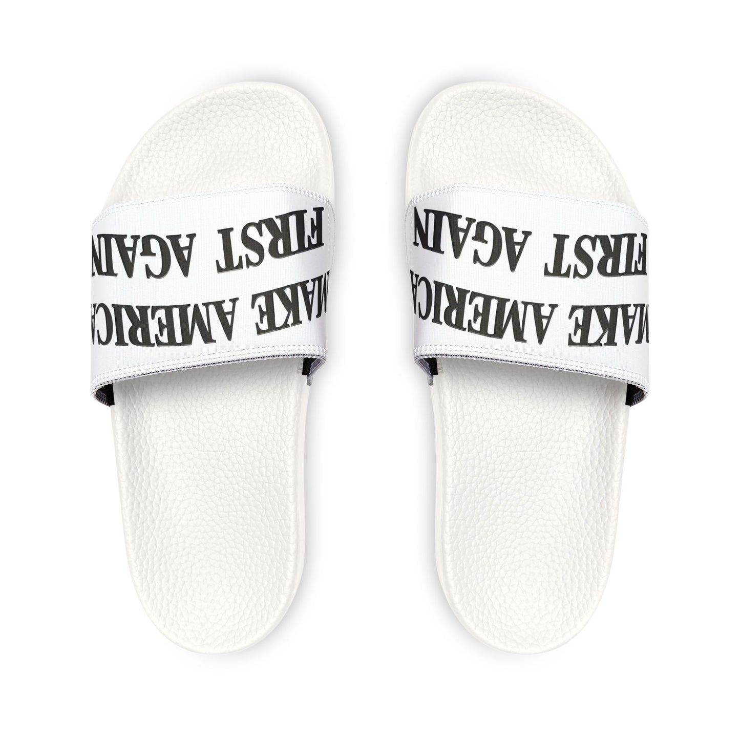 Black "Make America First Again" Adjustable Strap Slide Sandals