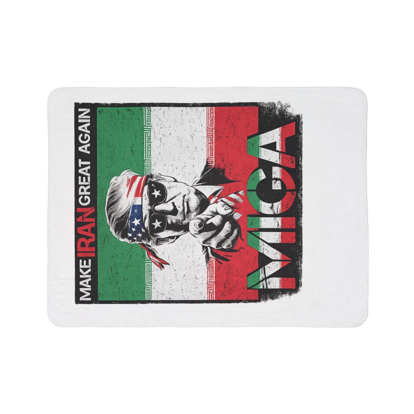 "Make Iran Great Again (MIGA)" Trump Fleece Sherpa Blanket