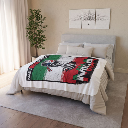 "Make Iran Great Again (MIGA)" Trump Fleece Sherpa Blanket