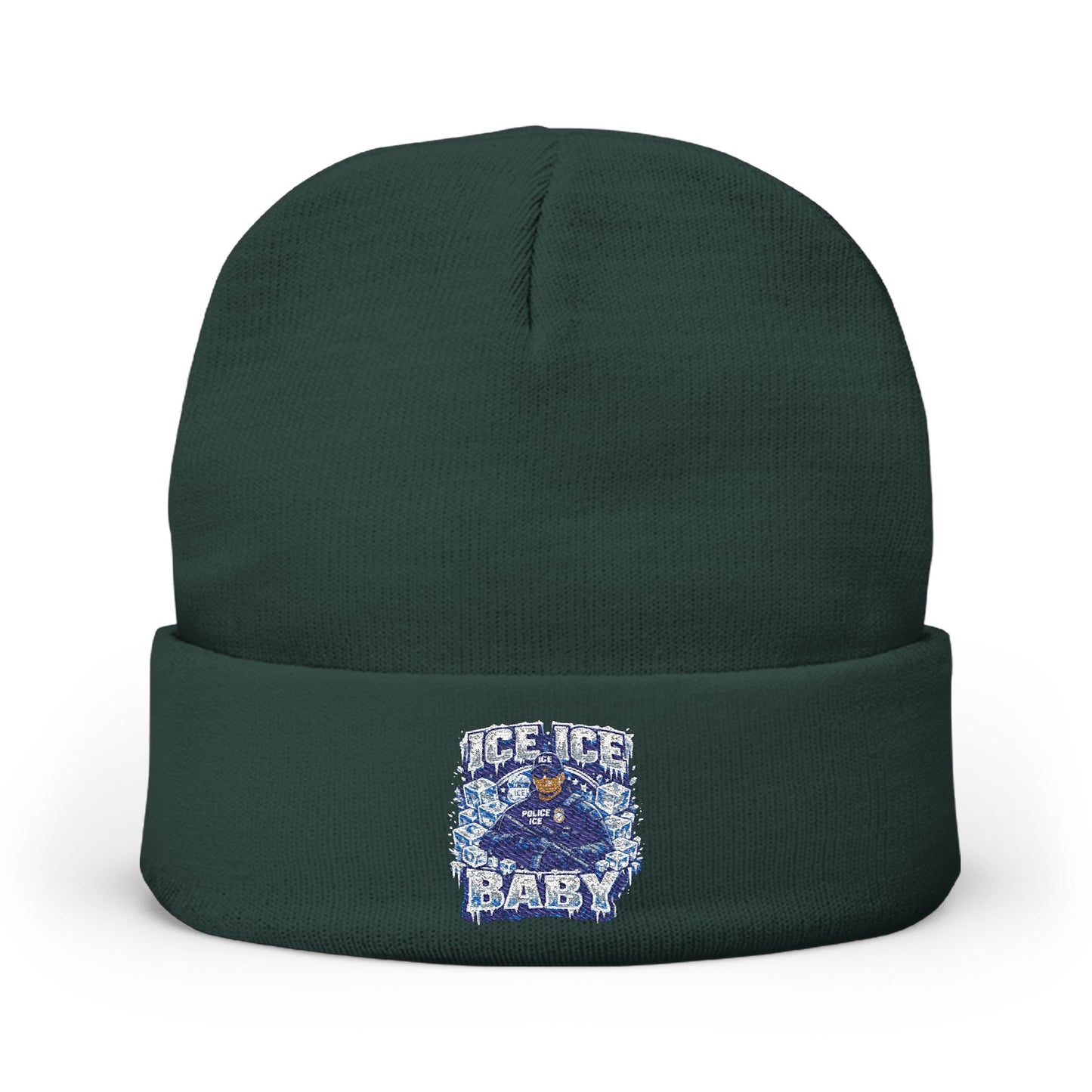 Ice Ice Baby ICE Agent Embroidered Knit Beanie