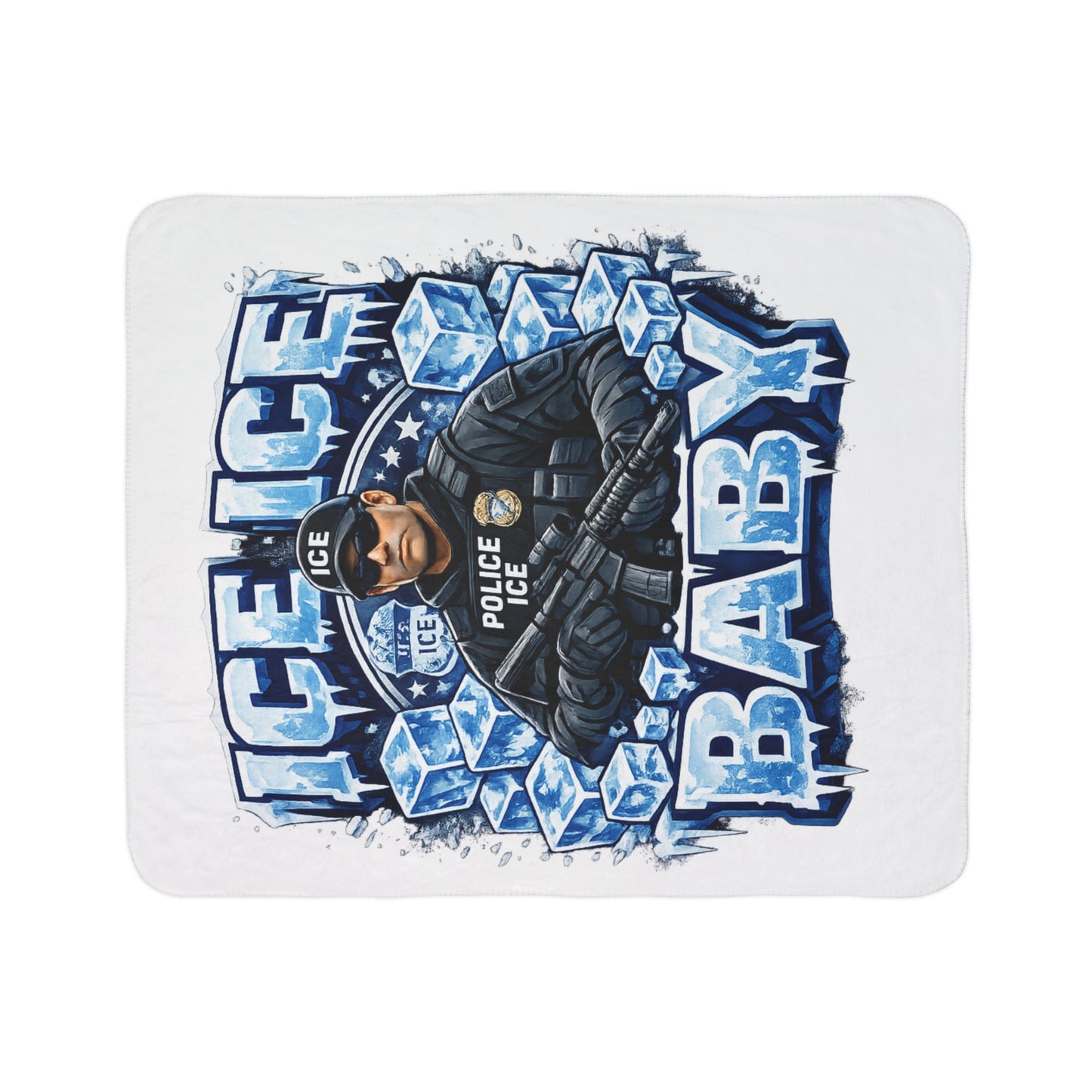 Ice Ice Baby ICE Agent Fleece Sherpa Blanket