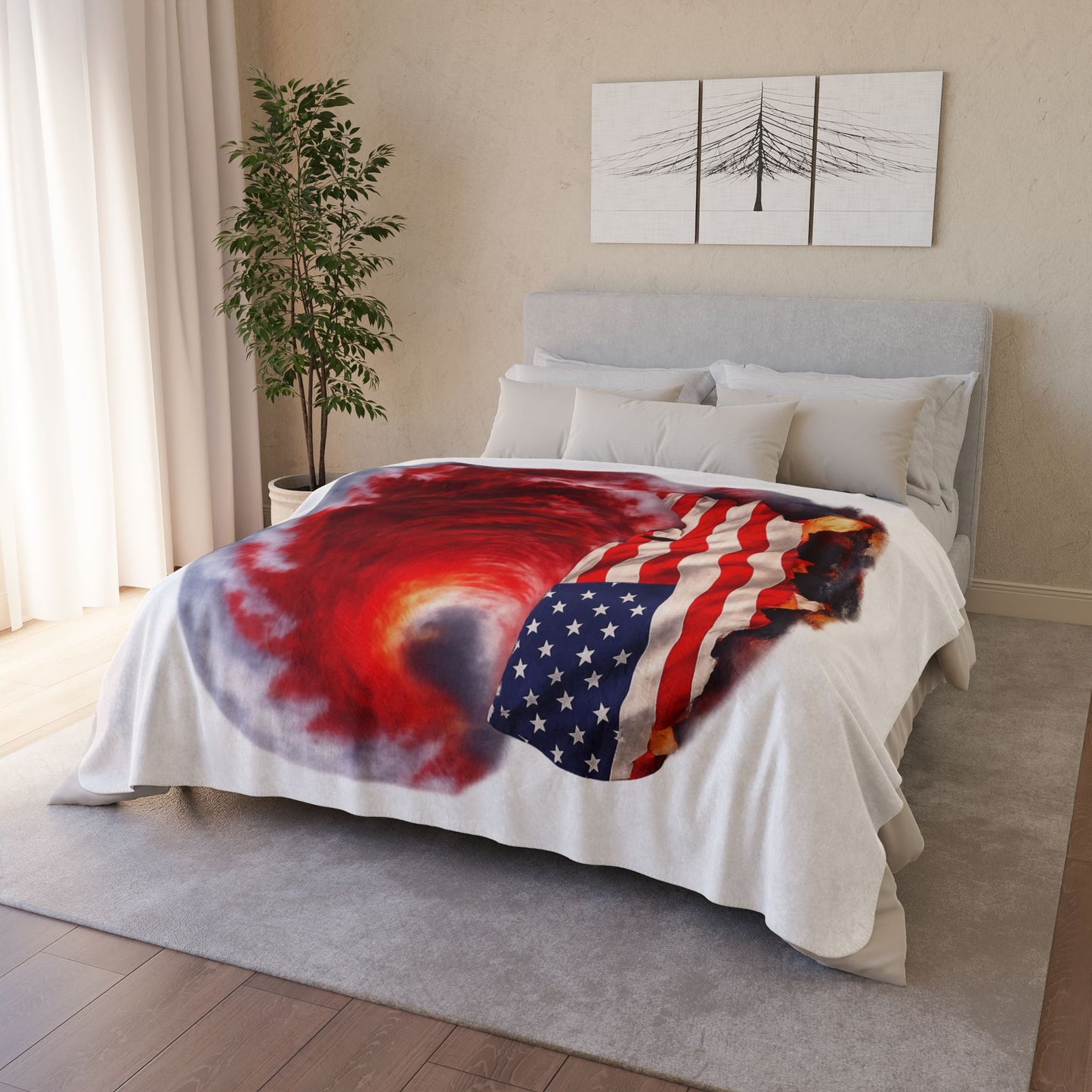 Red Wave USA Fleece Sherpa Blanket