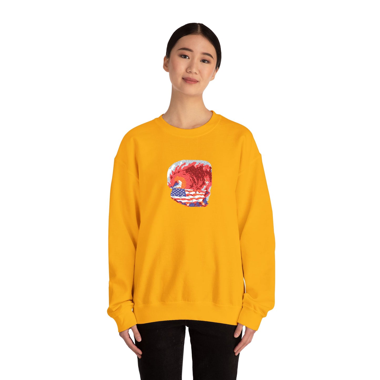 Red Wave USA Comfort Color Brand Embroidered Crewneck Sweatshirt
