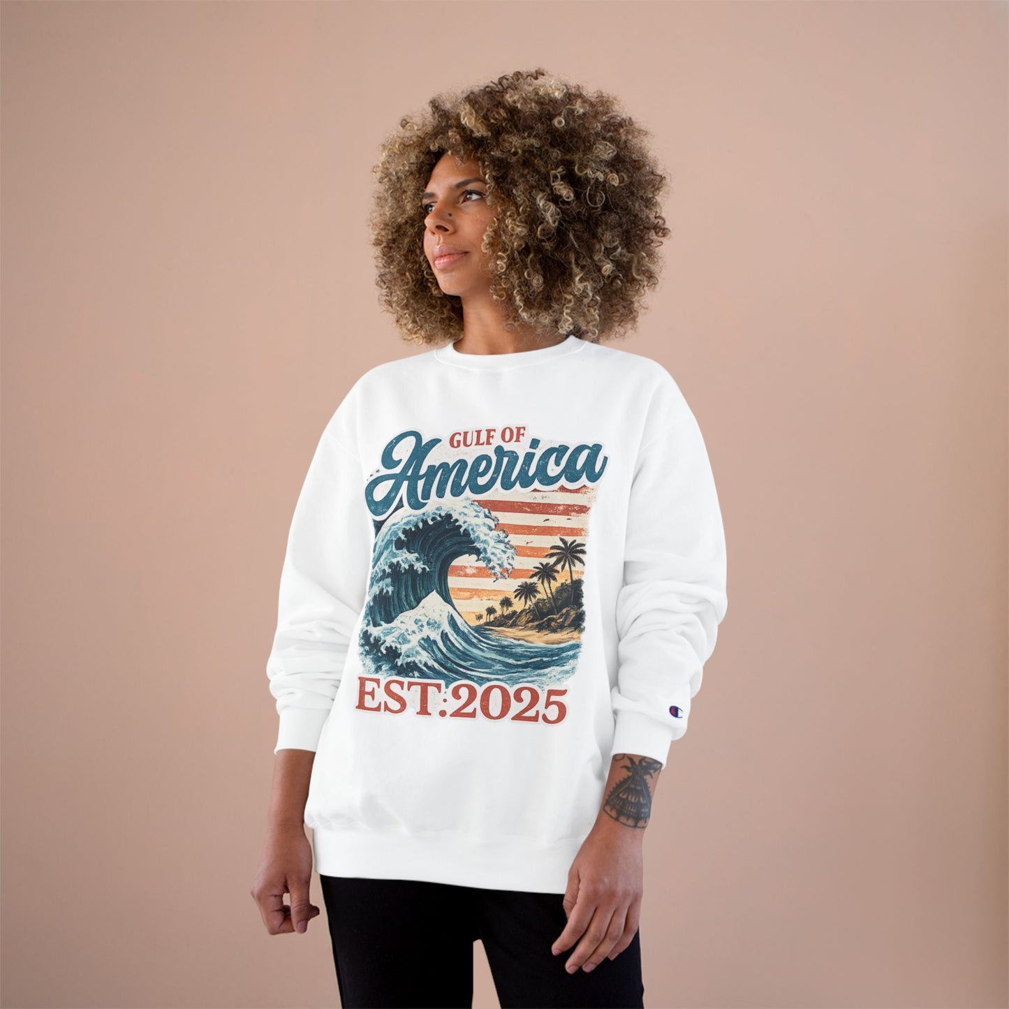 Gulf of America Est. 2025 Waves Champion Brand Hoodie