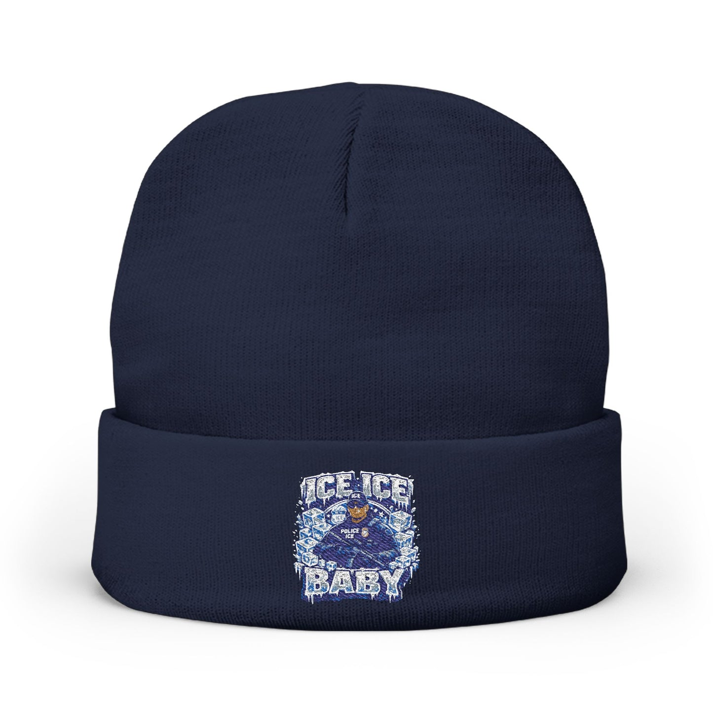 Ice Ice Baby ICE Agent Embroidered Knit Beanie