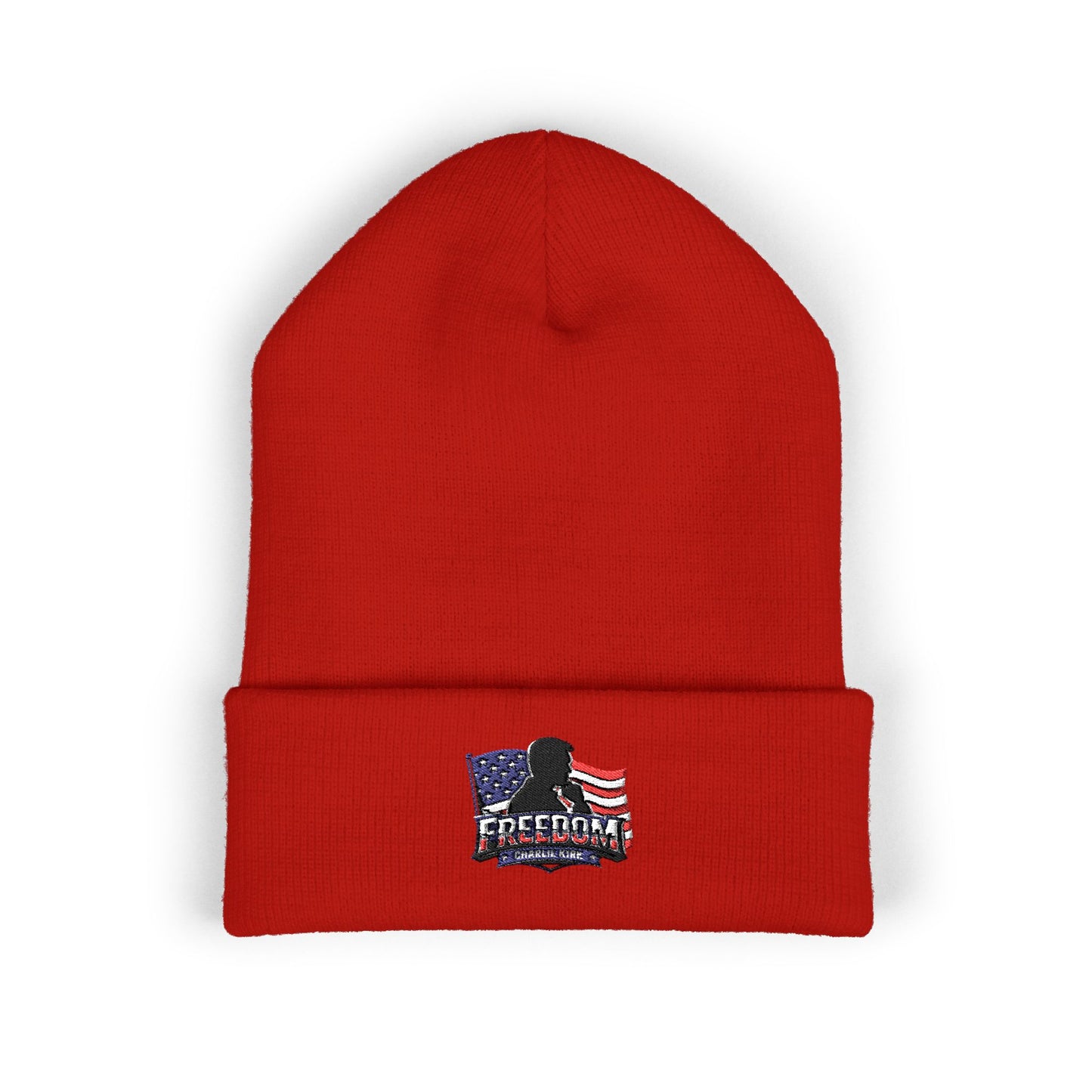 Embroidered Charlie Kirk Freedom Beanie —  Cuffed Knit Beanie