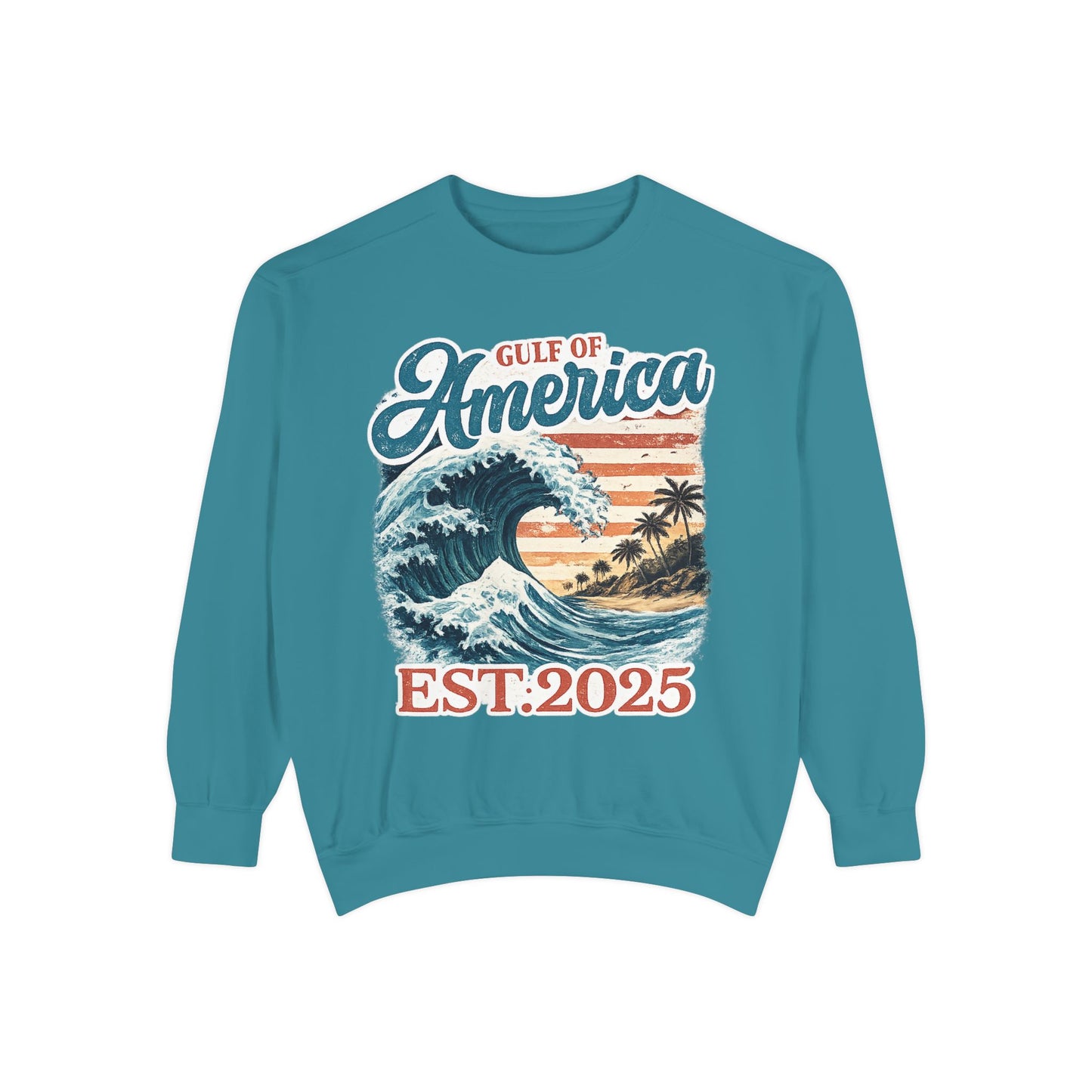Gulf of America Est. 2025 Waves Comfort Color Brand Crewneck Sweatshirt