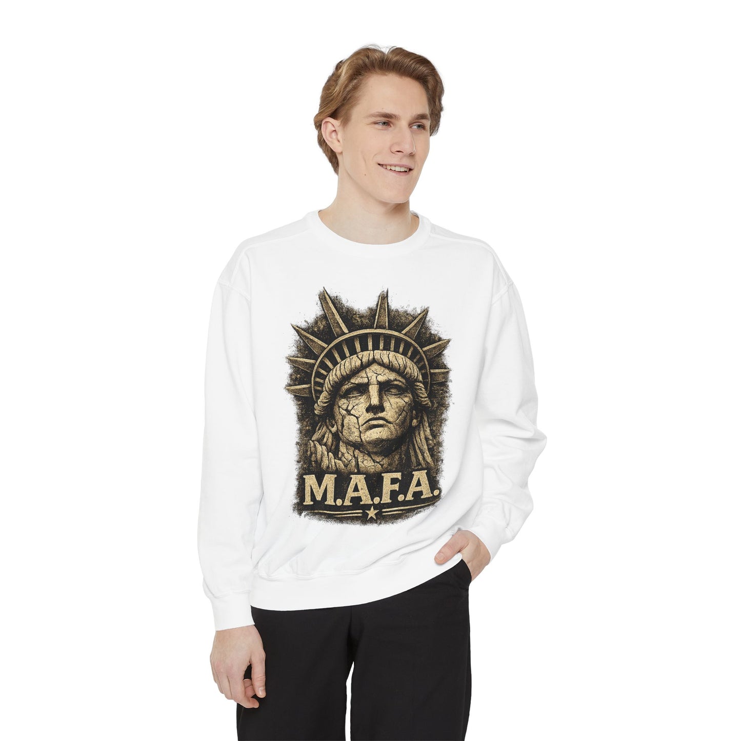 M.A.F.A. "Statue Of Liberty" "Sovereignty Security Prosperity " Gildan Brand Crewneck Sweatshirt