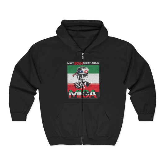 "Make Iran Great Again (MIGA)" Trump Gildan Zip Up Hoodie
