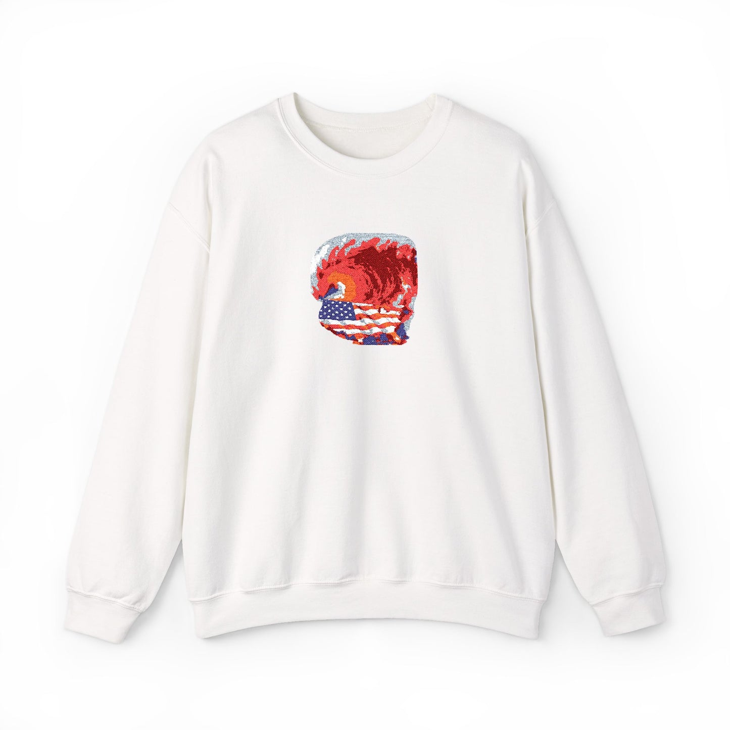 Red Wave USA Comfort Color Brand Embroidered Crewneck Sweatshirt