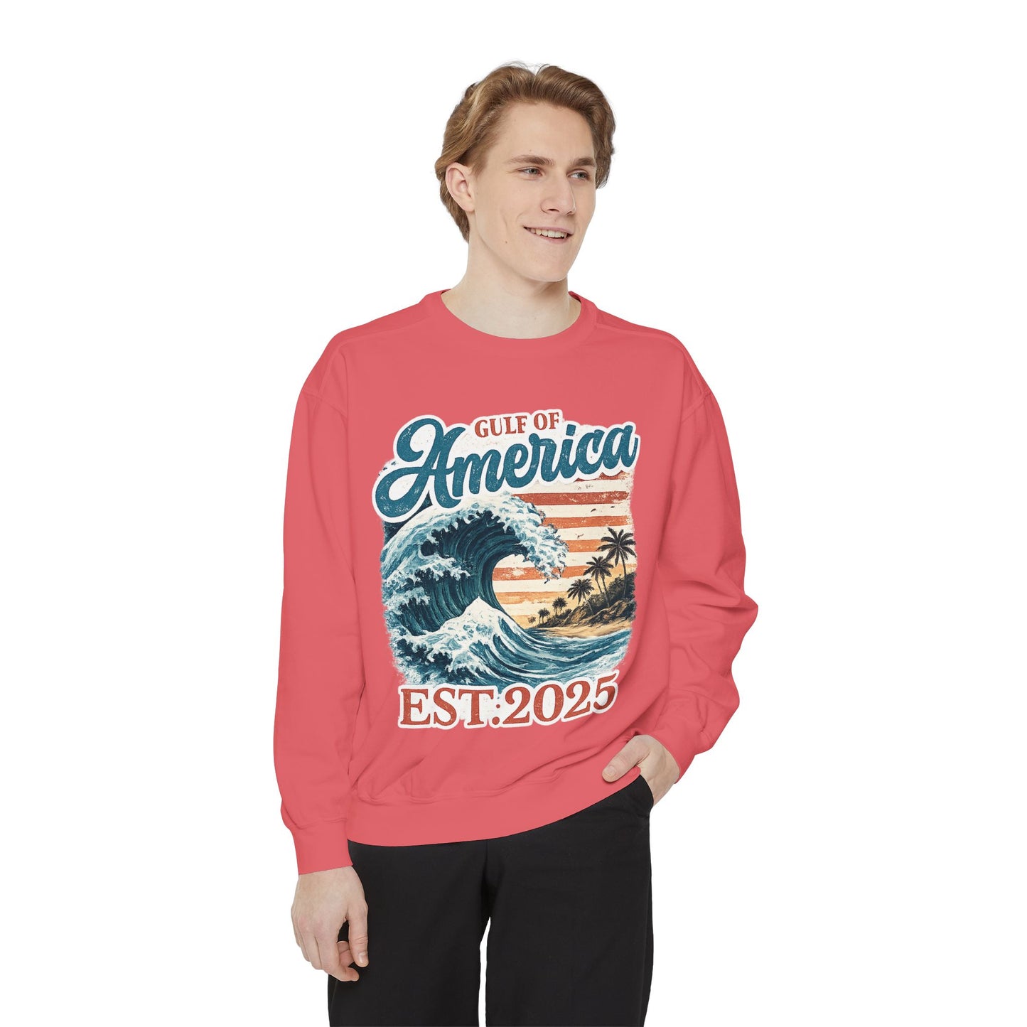 Gulf of America Est. 2025 Waves Comfort Color Brand Crewneck Sweatshirt