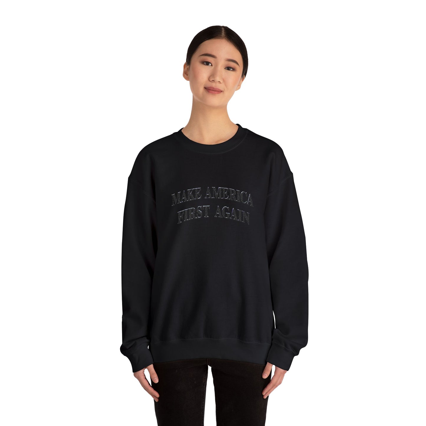 Black "Make America First Again" Crewneck Sweatshirt